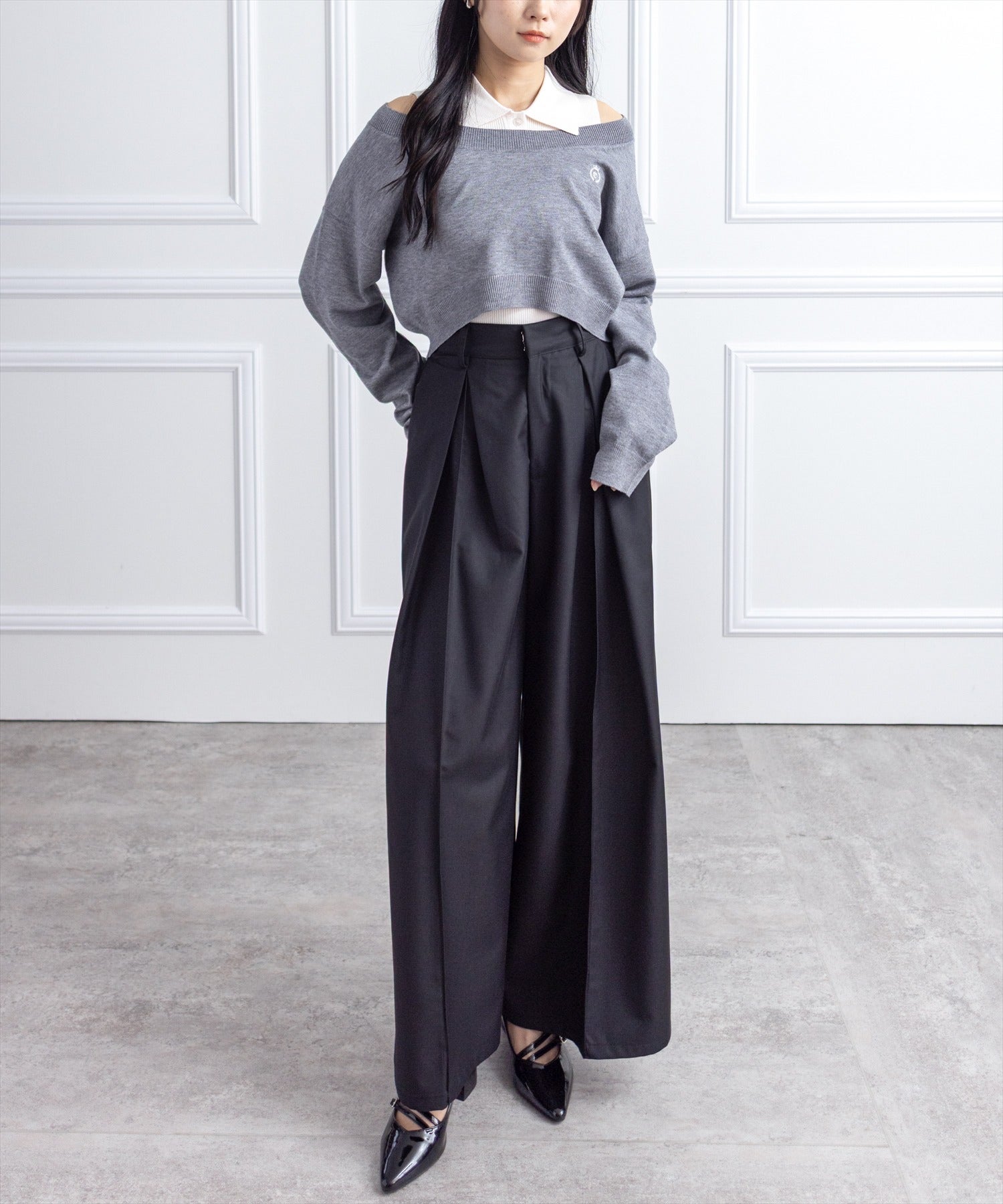 CLEAR BASIC≪再入荷≫タックデザインワイドパンツ(セット可)[CL9467