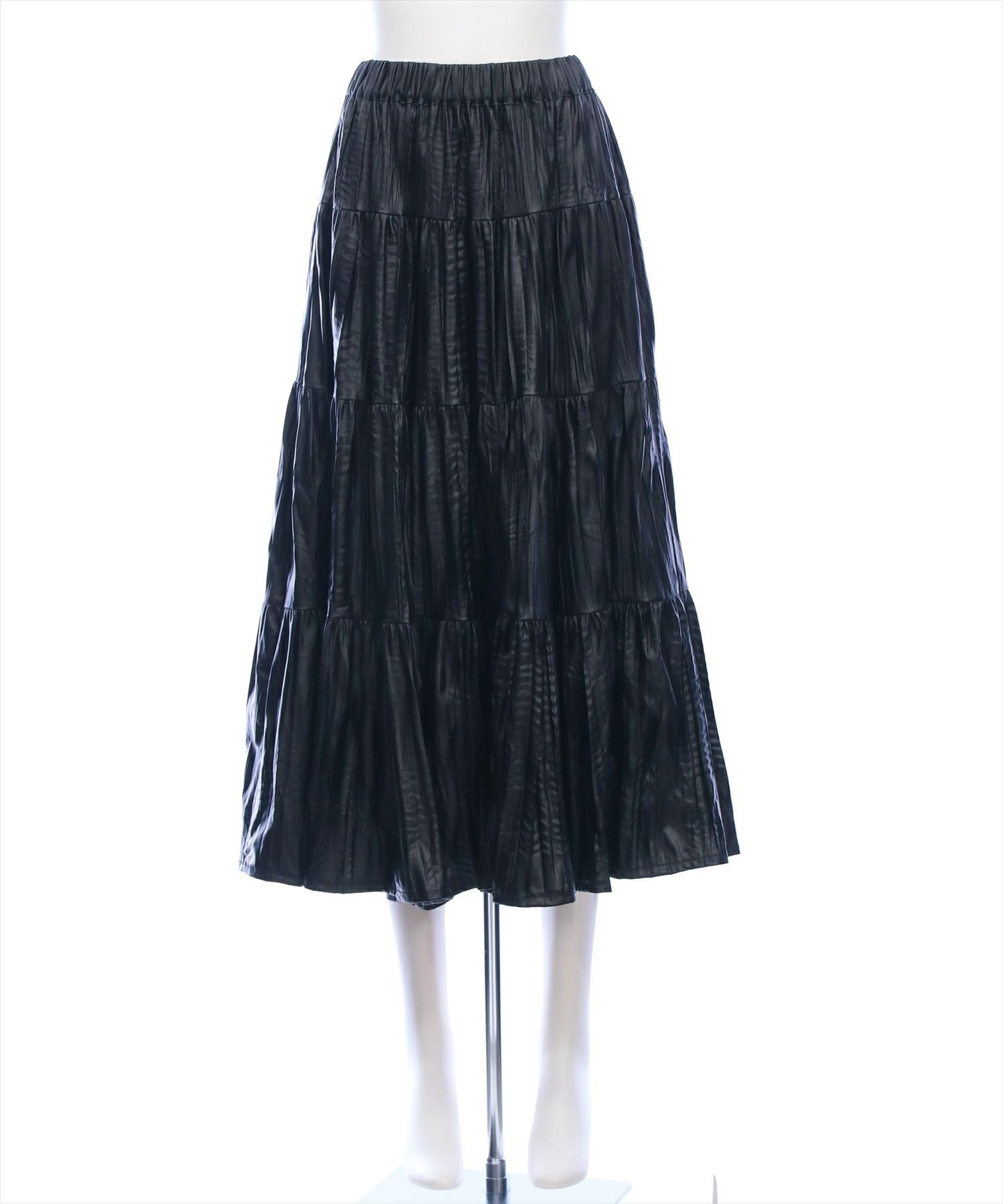 CLEAR BASIC≪再入荷≫フェイクレザーティアードロングスカート[CL9435