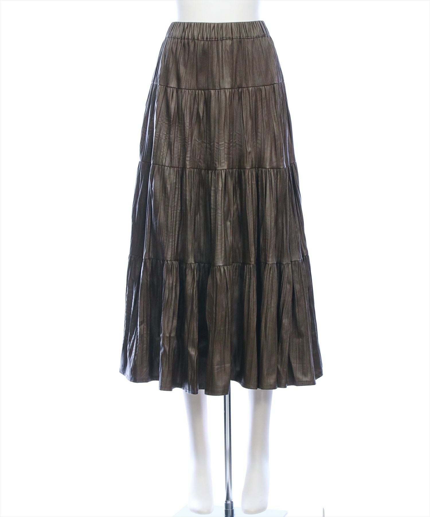 CLEAR BASIC≪再入荷≫フェイクレザーティアードロングスカート[CL9435