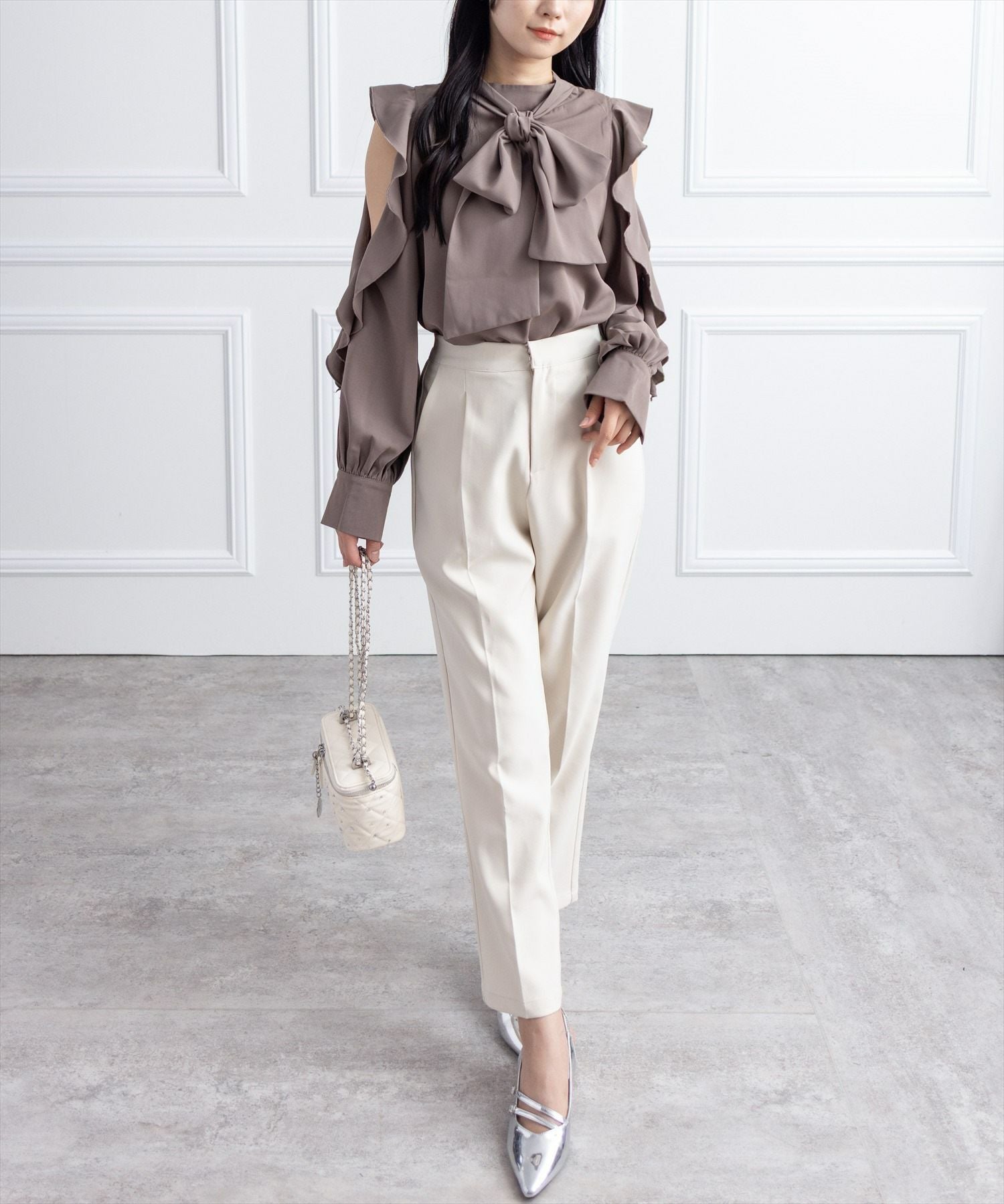 BURBERRY バックリボン ブラウス ニット clear 前後2wayオープンショルダーリボンブラウス[CL9371