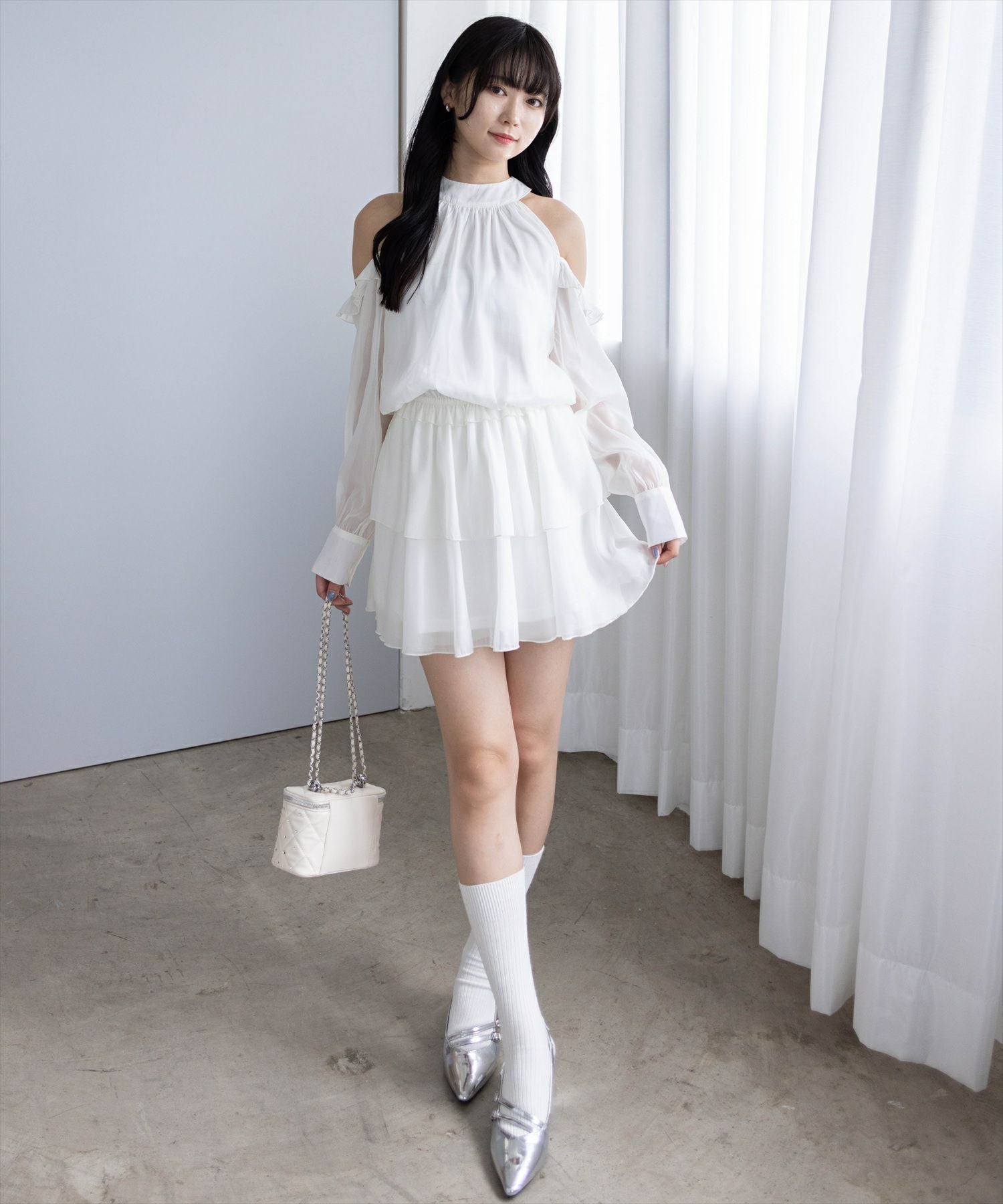 162cm/アイボリー着用