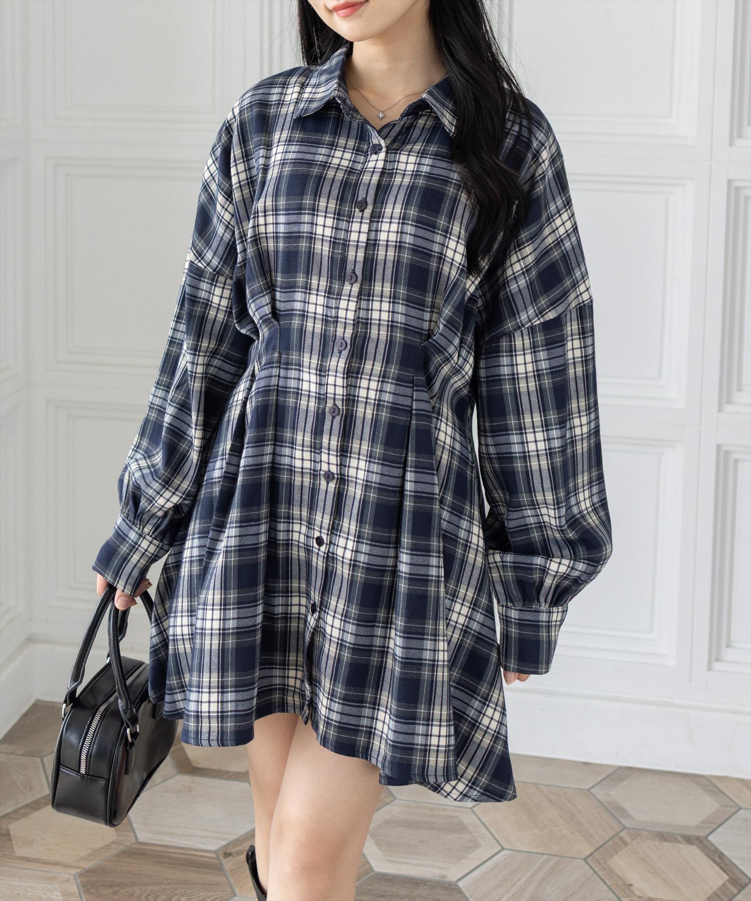 clear チェックシャツミニワンピース[CL9463] | レディース