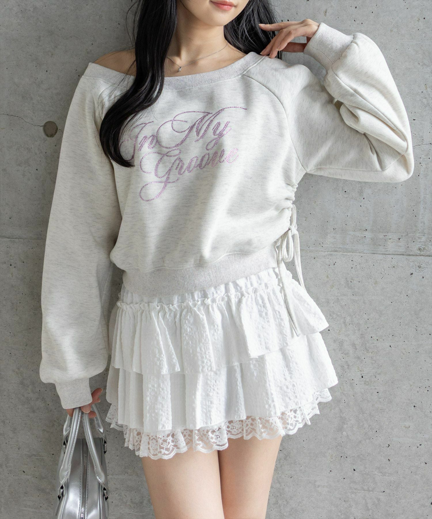 clear≪再入荷≫3wayラインストーンビッグロゴスウェット[CL9359