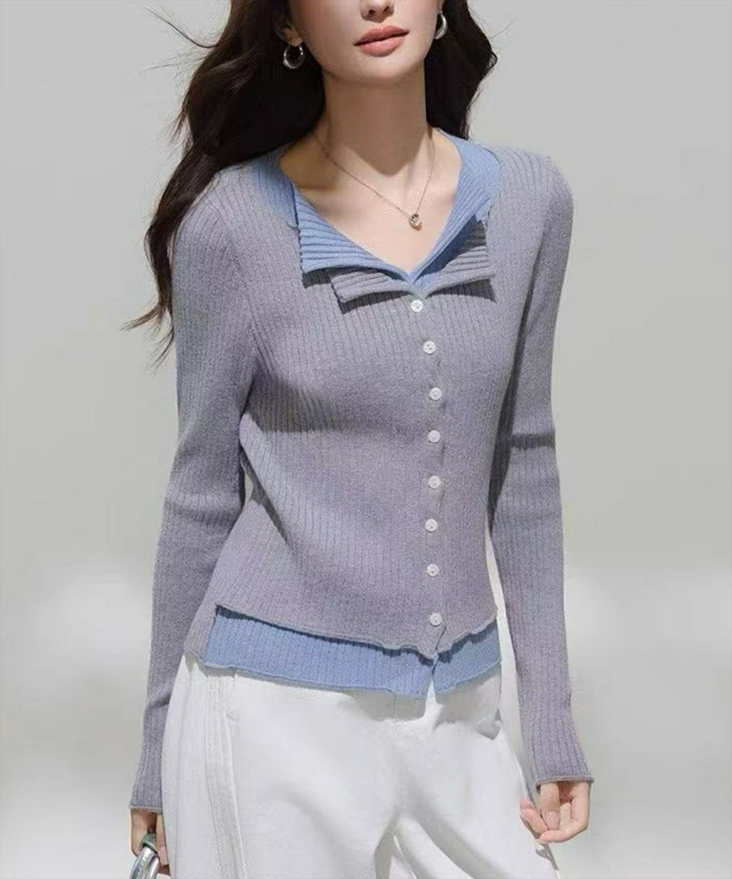 LIMI feu / リミフゥ | 2003SS | コットン ドッキング レイヤード ニット ベスト | S | ダークネイビー | レディース 1615084_22214215_k3.jpg