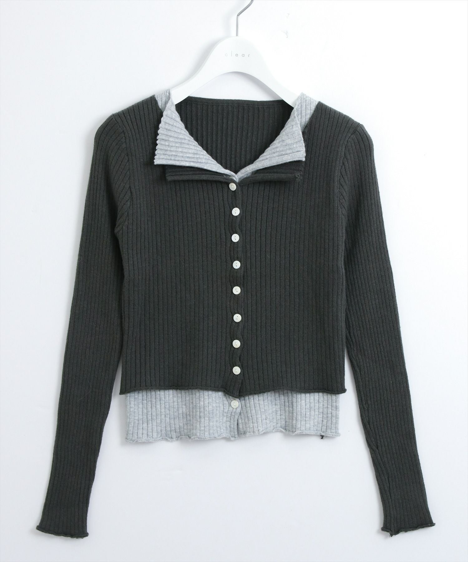 STAY MOTION≪WEB限定≫配色レイヤード風リブニットトップス[ST1035