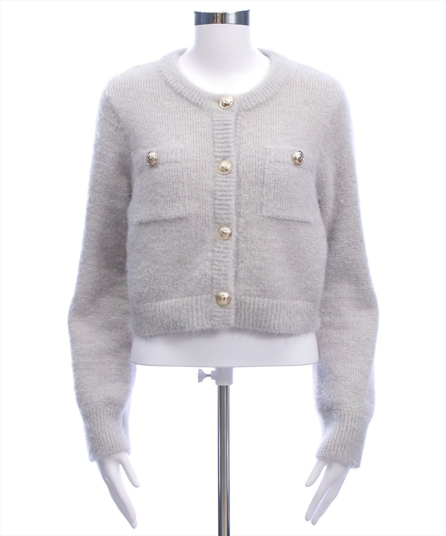 値下げ可！BLUE LABEL クリアコットン裏毛 カーディガン グレー clear≪再入荷≫ネコ毛シャギーニットカーディガン[CL9220