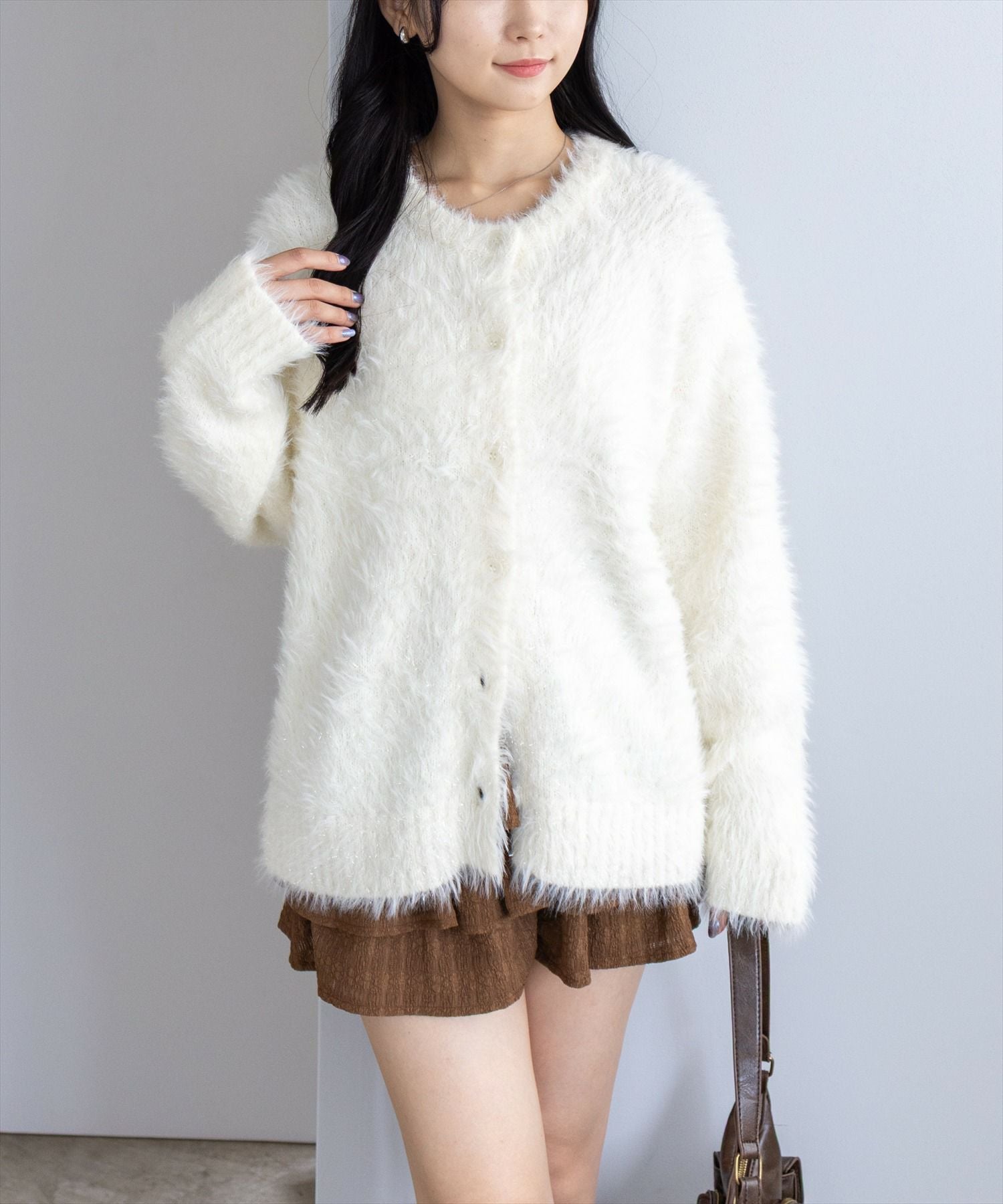 CLEAR BASIC≪再入荷≫グリッターフェザーニットロングカーディガン