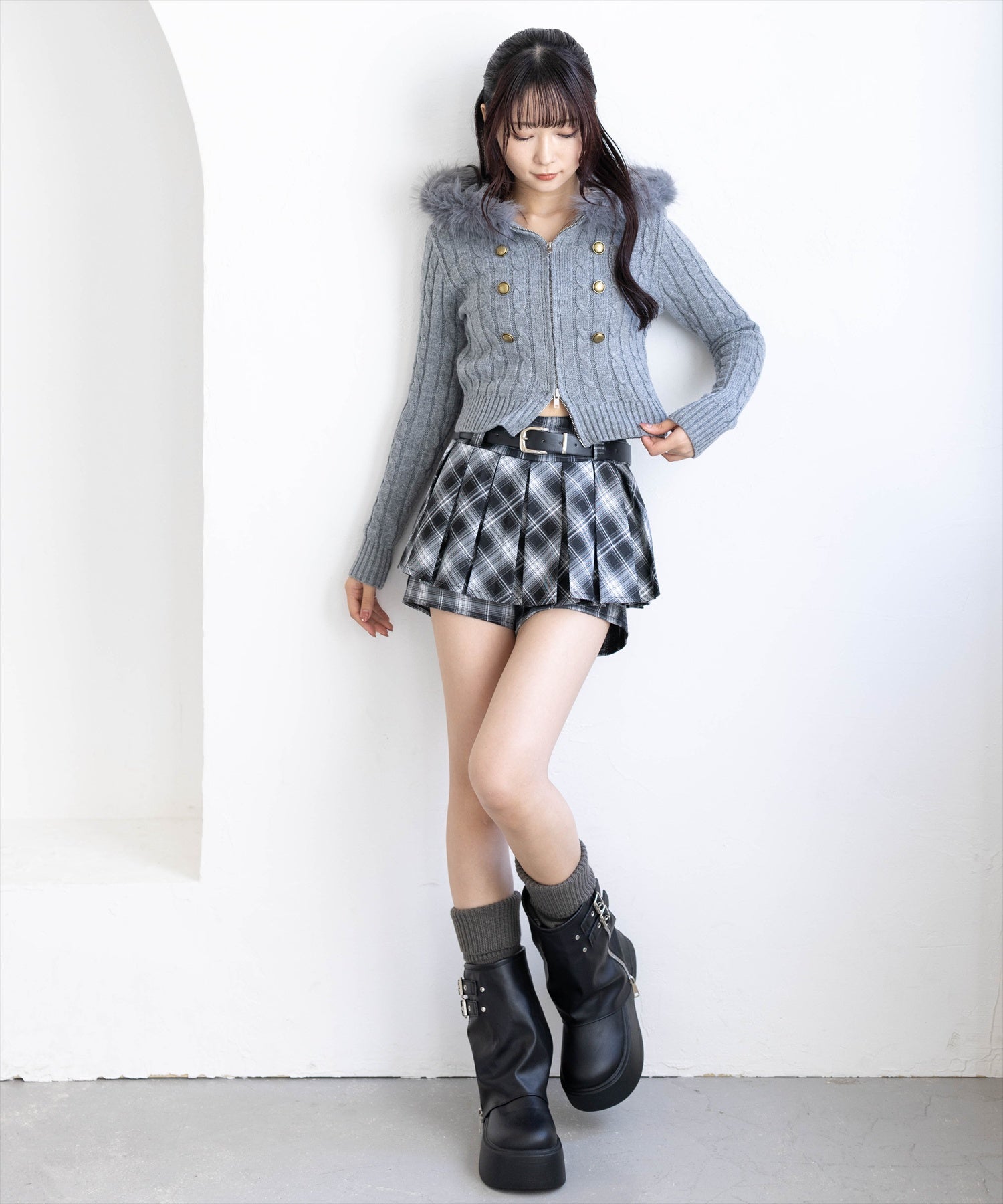 162cm/グレー着用