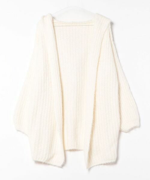 今季セオリーフード付きカーディガンSサイズ　アイボリー　knit double STAY MOTION≪WEB限定≫フード付きオーバーサイズニットカーディガン