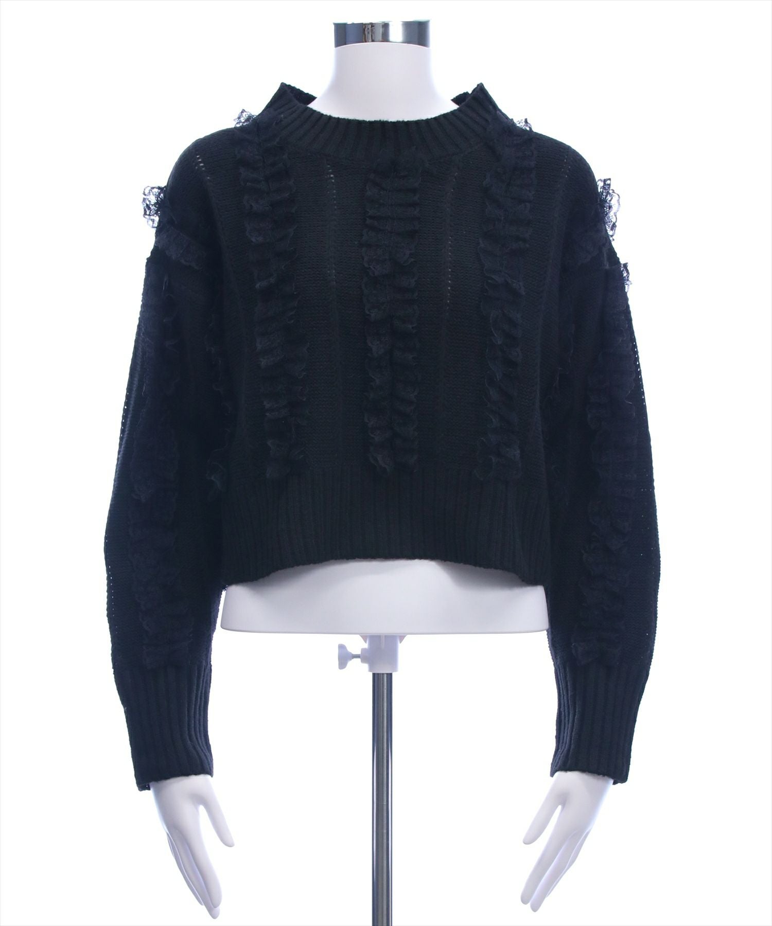 完売品　新品　シーマリー　フリル袖ニット Black STYLEMIXER | アシンメトリーフリルニットトップ (ニット ) |SHEL'TTER