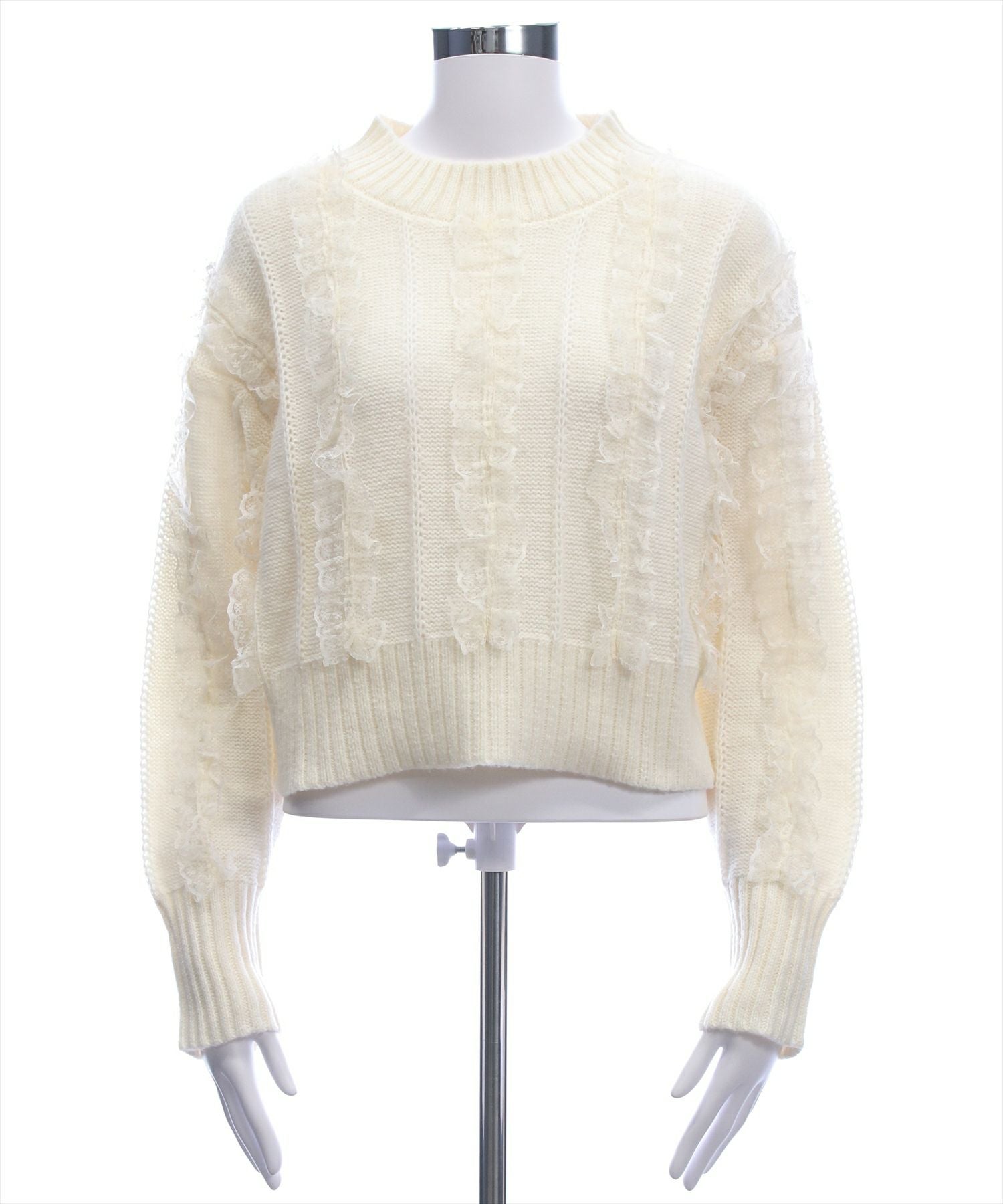 CLEAR BASIC レースフリルニットトップス[CL9487] | レディース