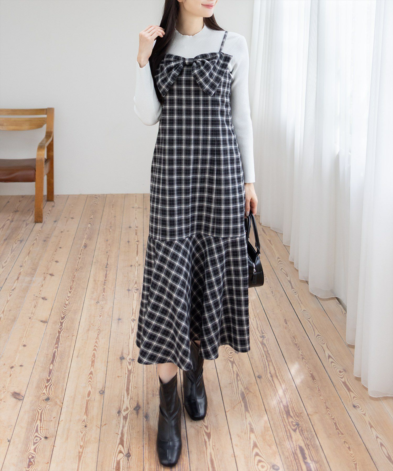 CLEAR BASIC≪再入荷≫チェックリボンキャミワンピース[CL9527