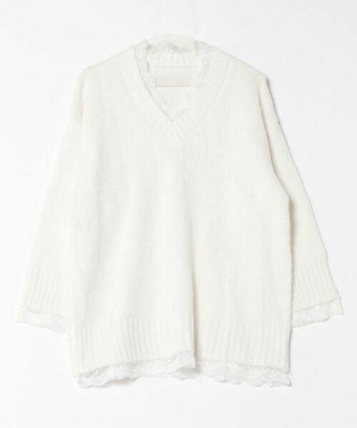 STAY MOTION≪WEB限定≫レース付きVネックニットトップス[ST1069