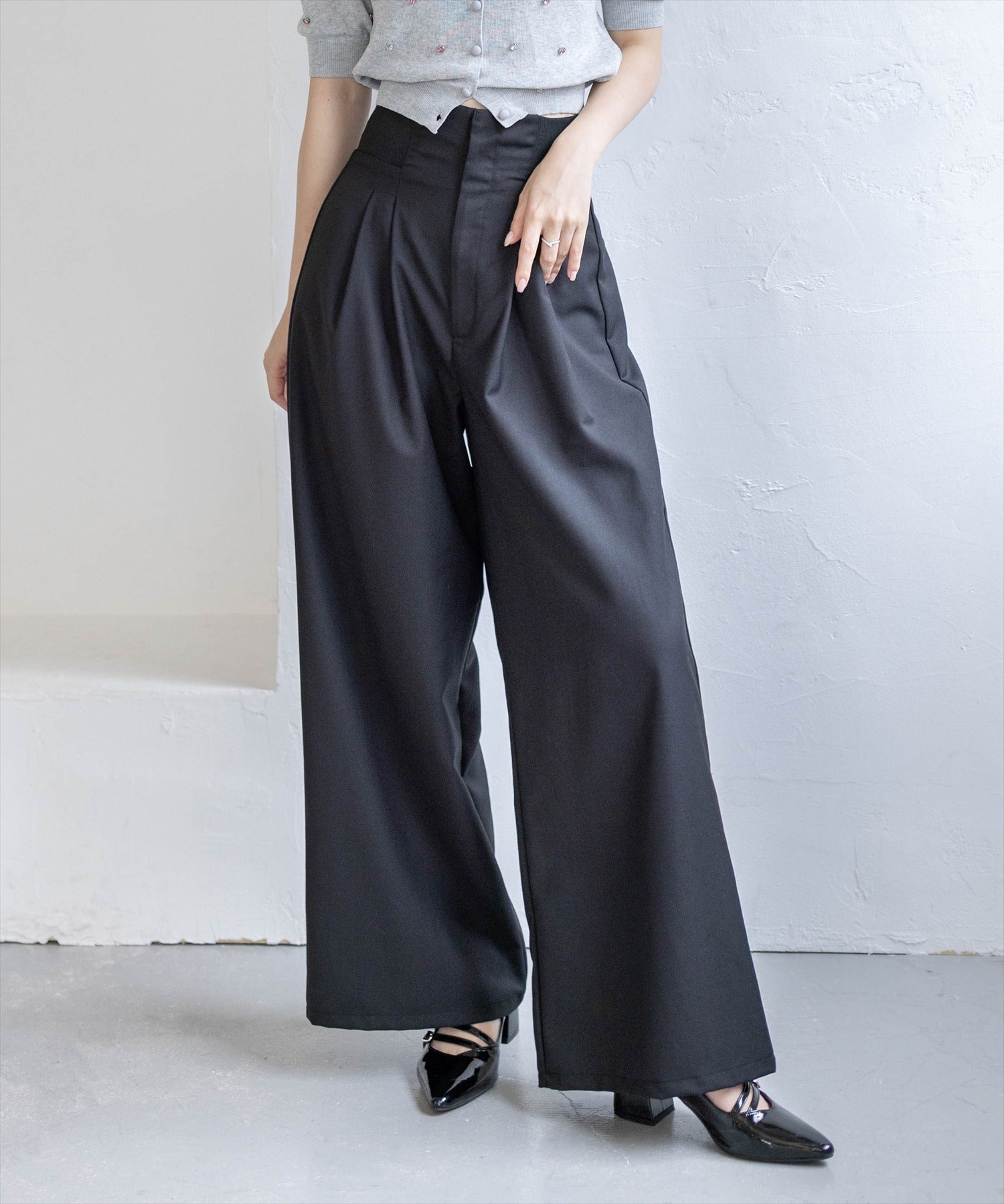 CLEAR BASIC≪再入荷≫ウエストリブワイドパンツ[CL9517] | レディース