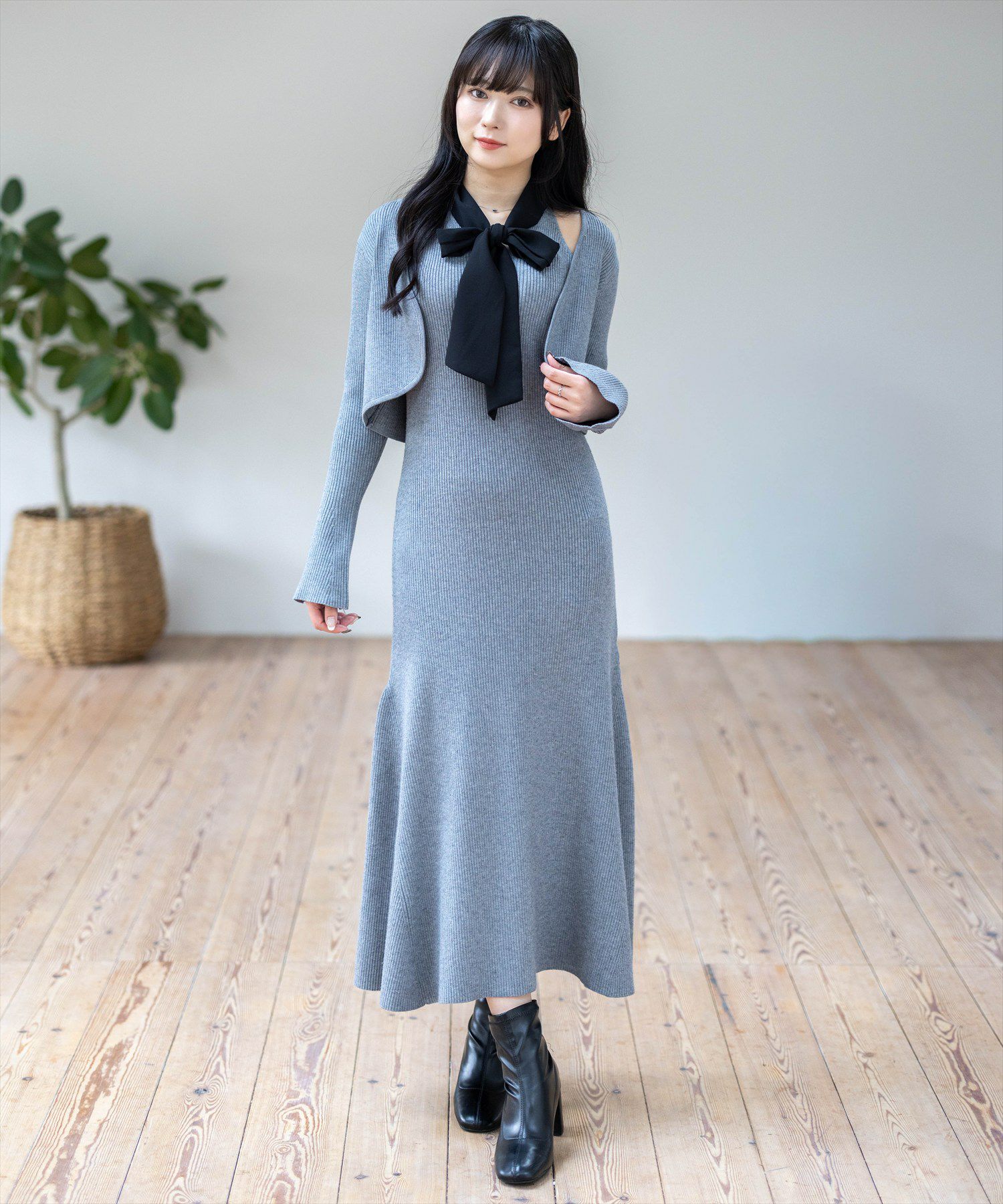 セブンテン ボウタイリボンニット グレー S 2wayボウタイリボンニット［N1126］[品番：KO000014933]｜KOBE LETTUCE