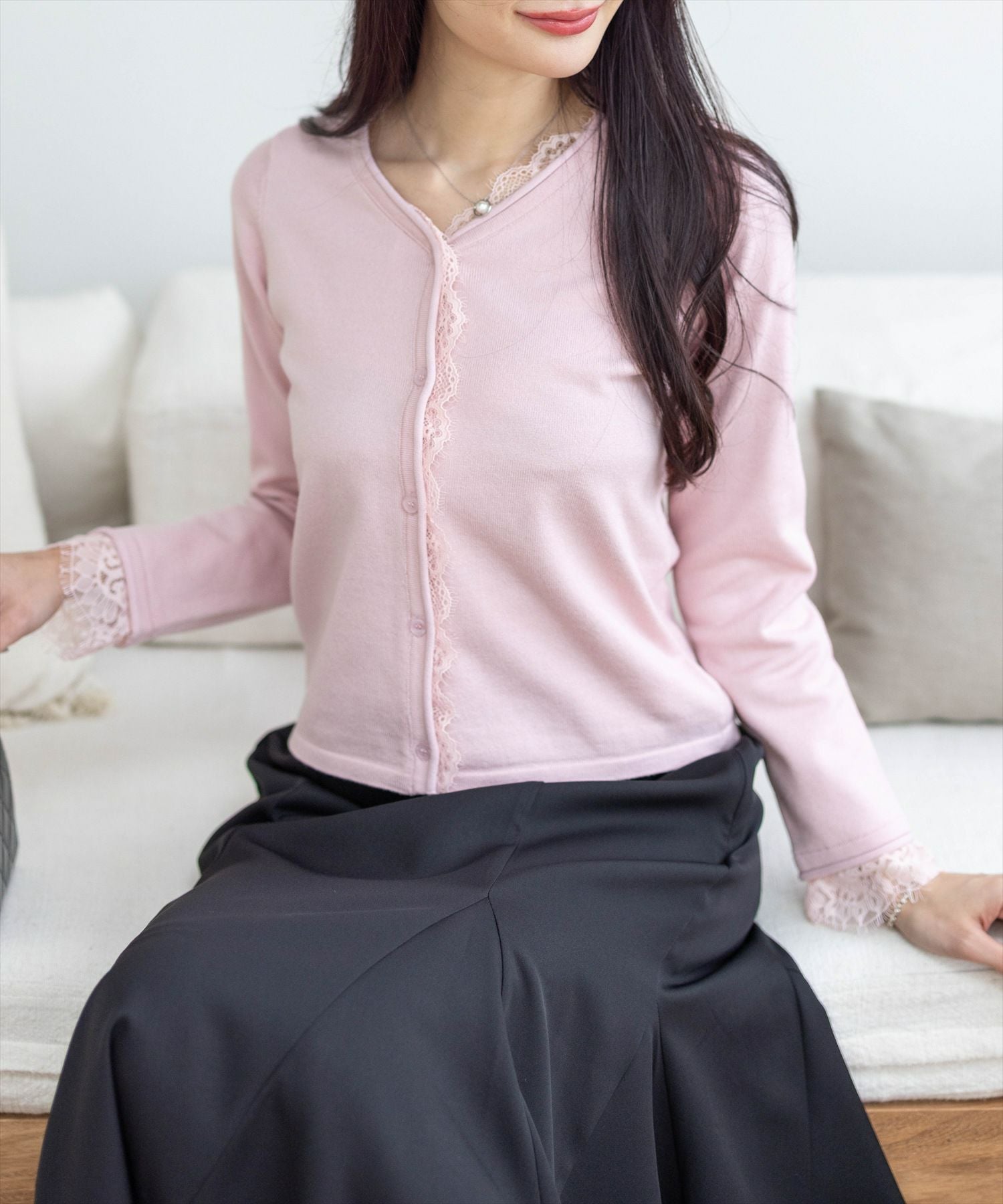 CLEAR BASIC レース付きカーディガン[CL9529] | レディース