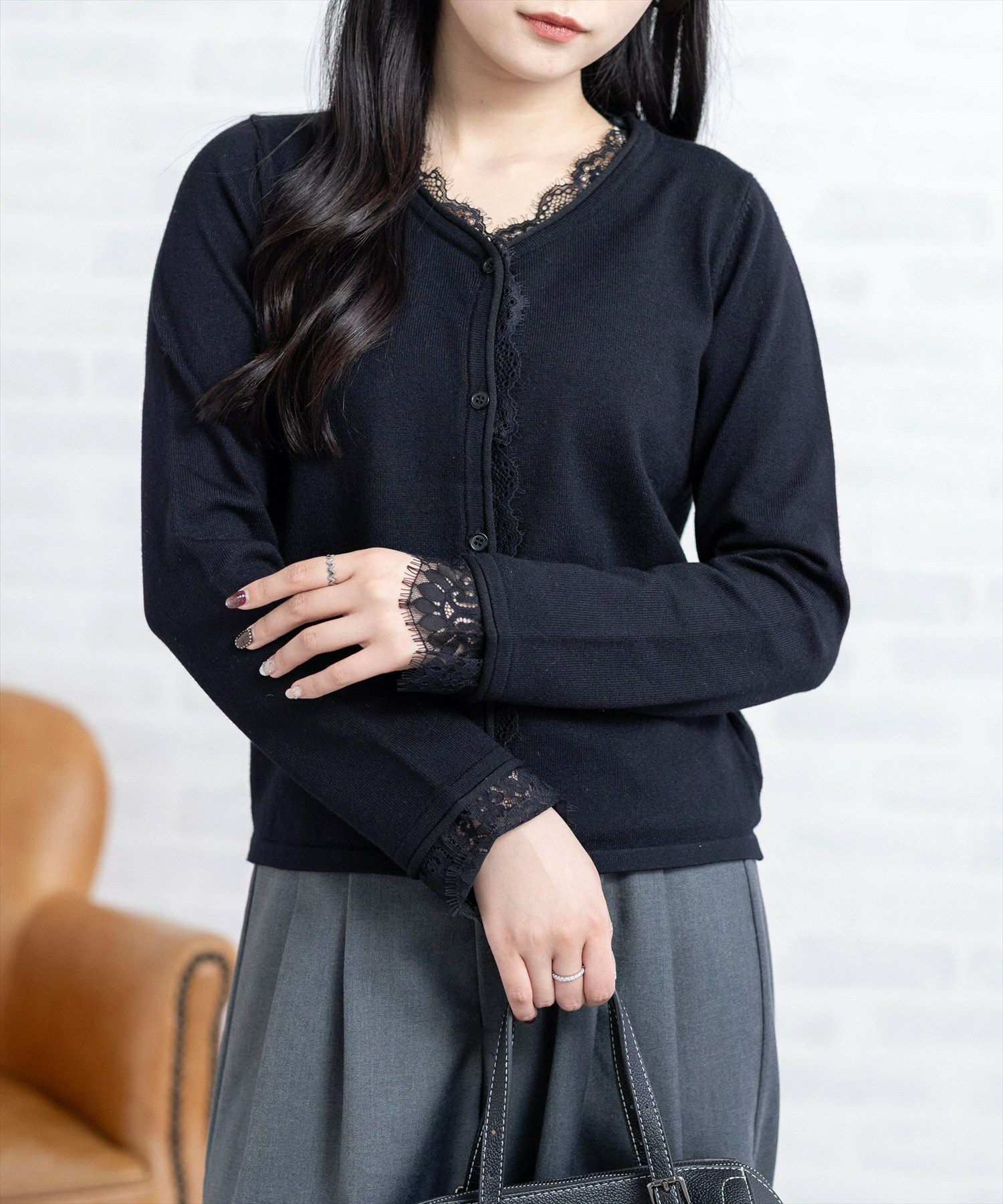 CLEAR BASIC レース付きカーディガン[CL9529] | レディース