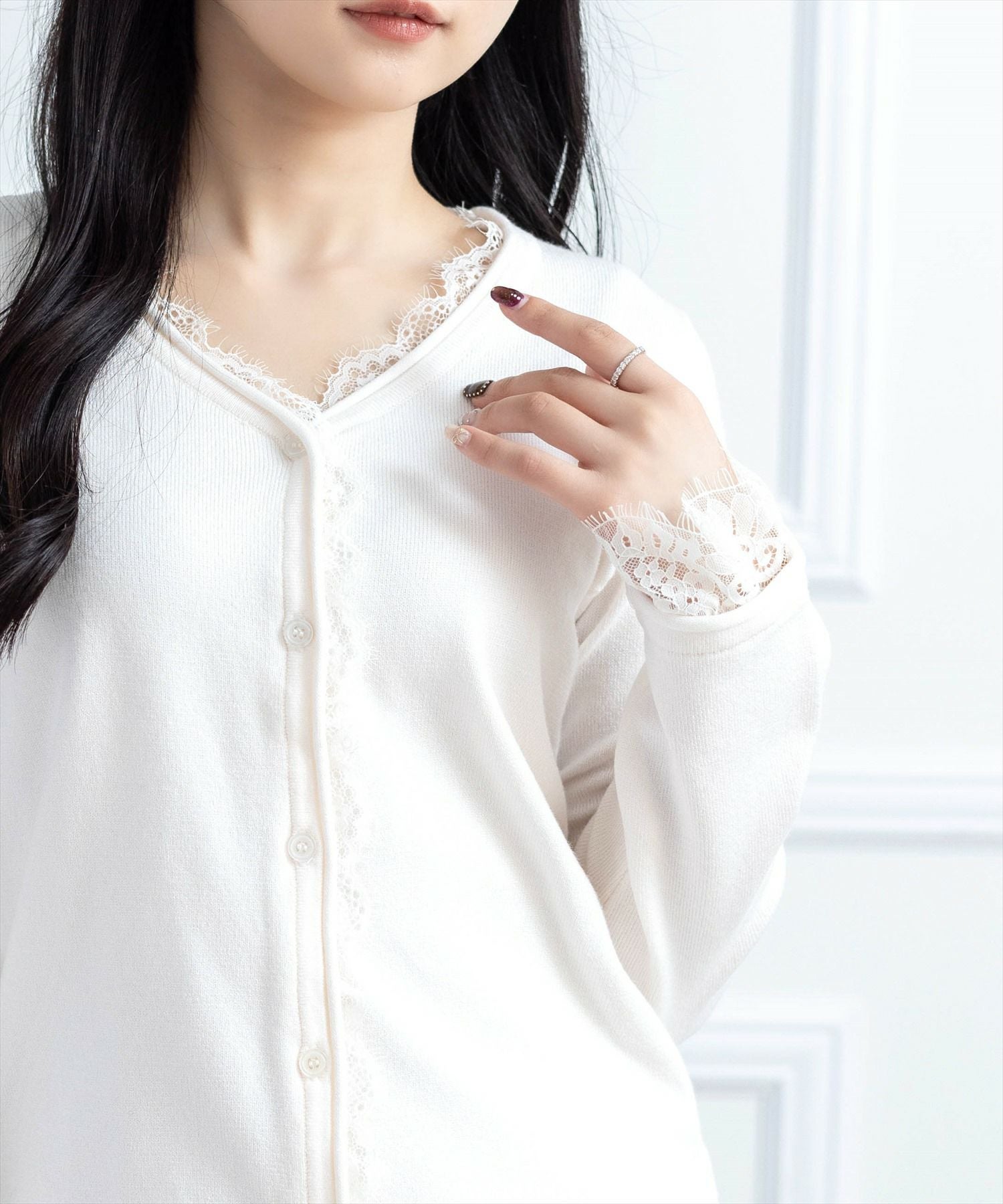 CLEAR BASIC レース付きカーディガン[CL9529] | レディース