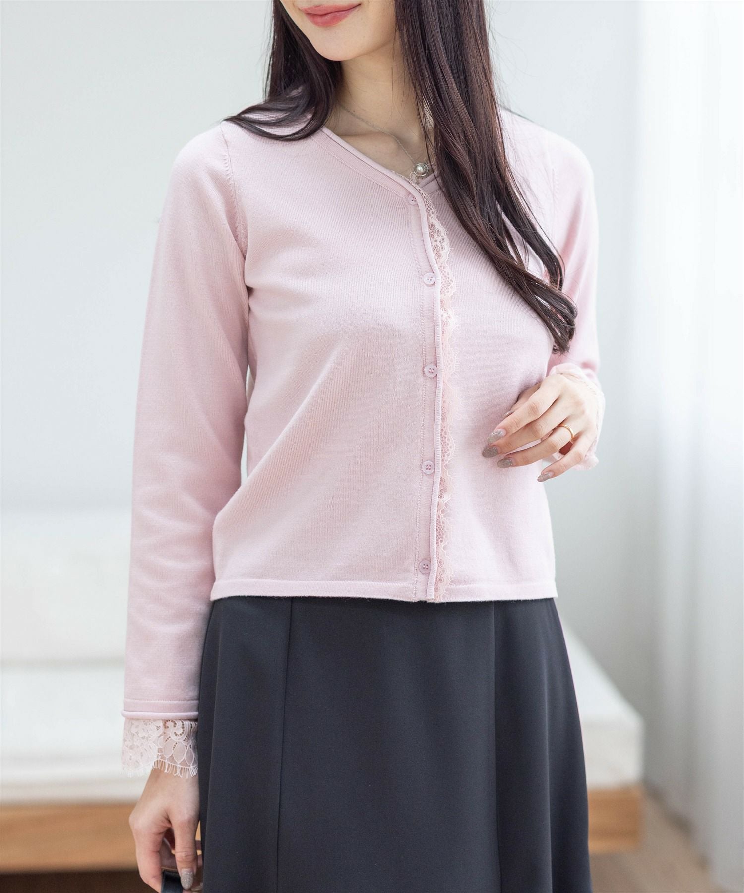 CLEAR BASIC レース付きカーディガン[CL9529] | レディース