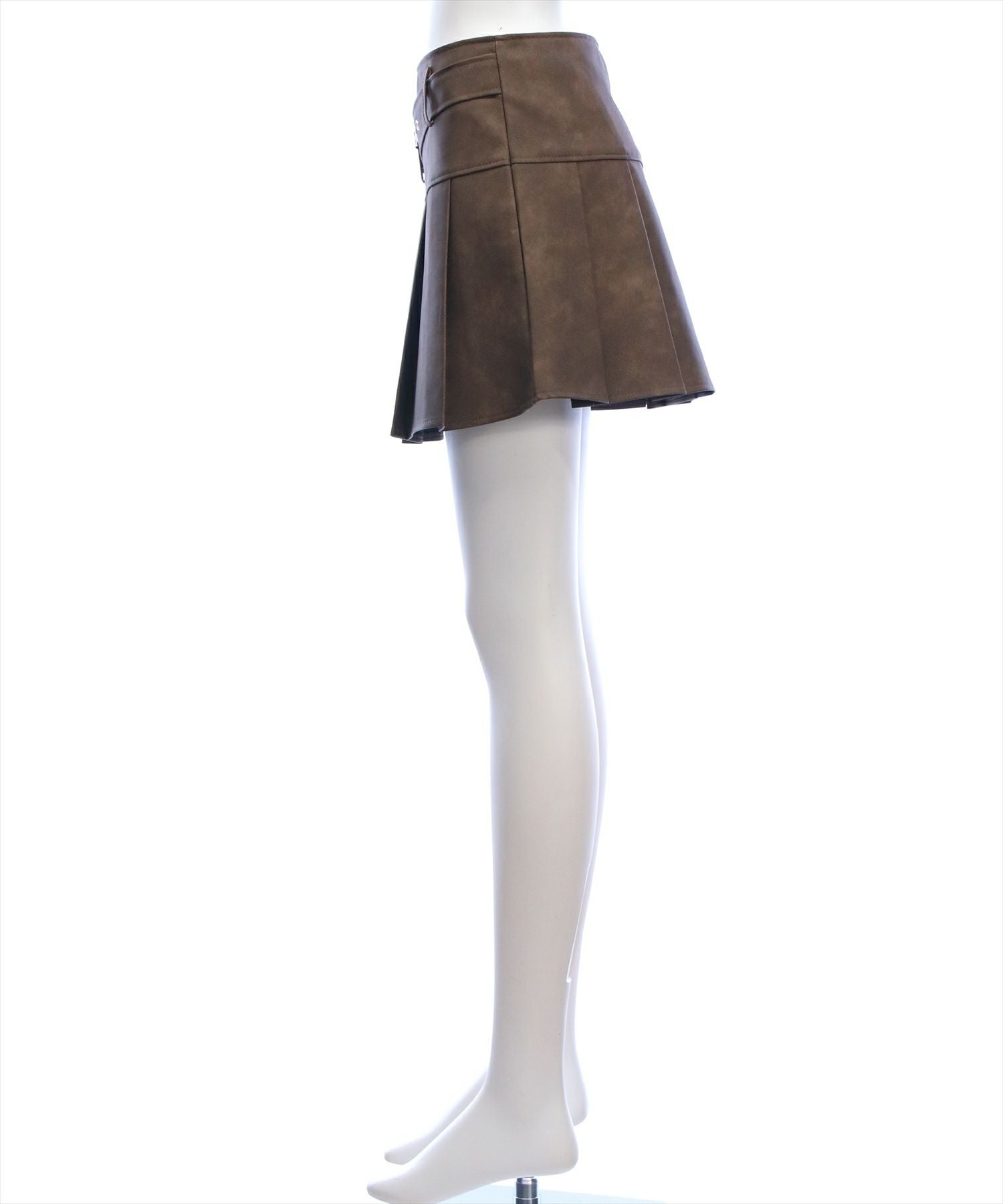 clear ベルト付きレザープリーツスカート[CL9677] | レディース