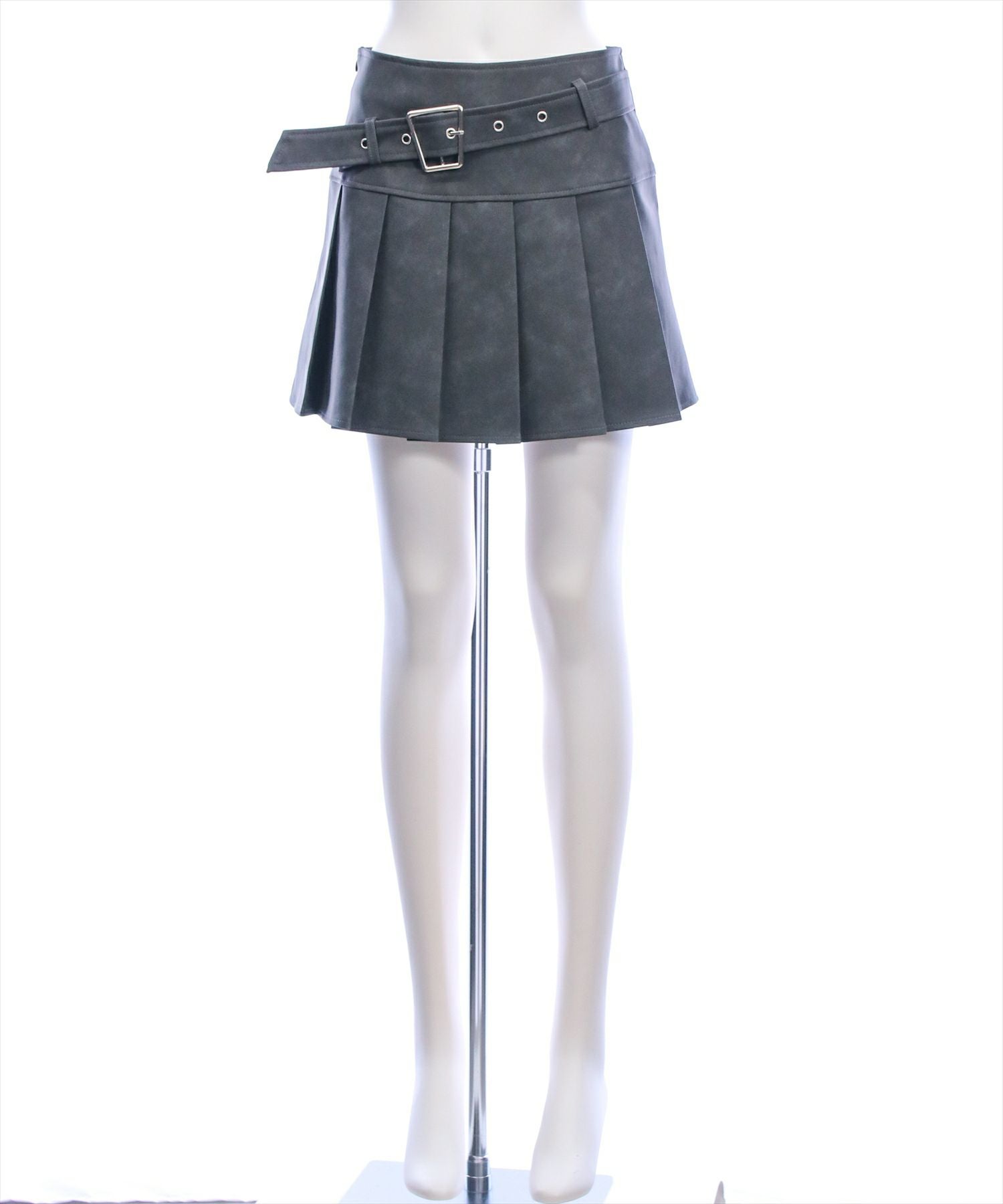 clear ベルト付きアンティークレザープリーツスカート[CL9677