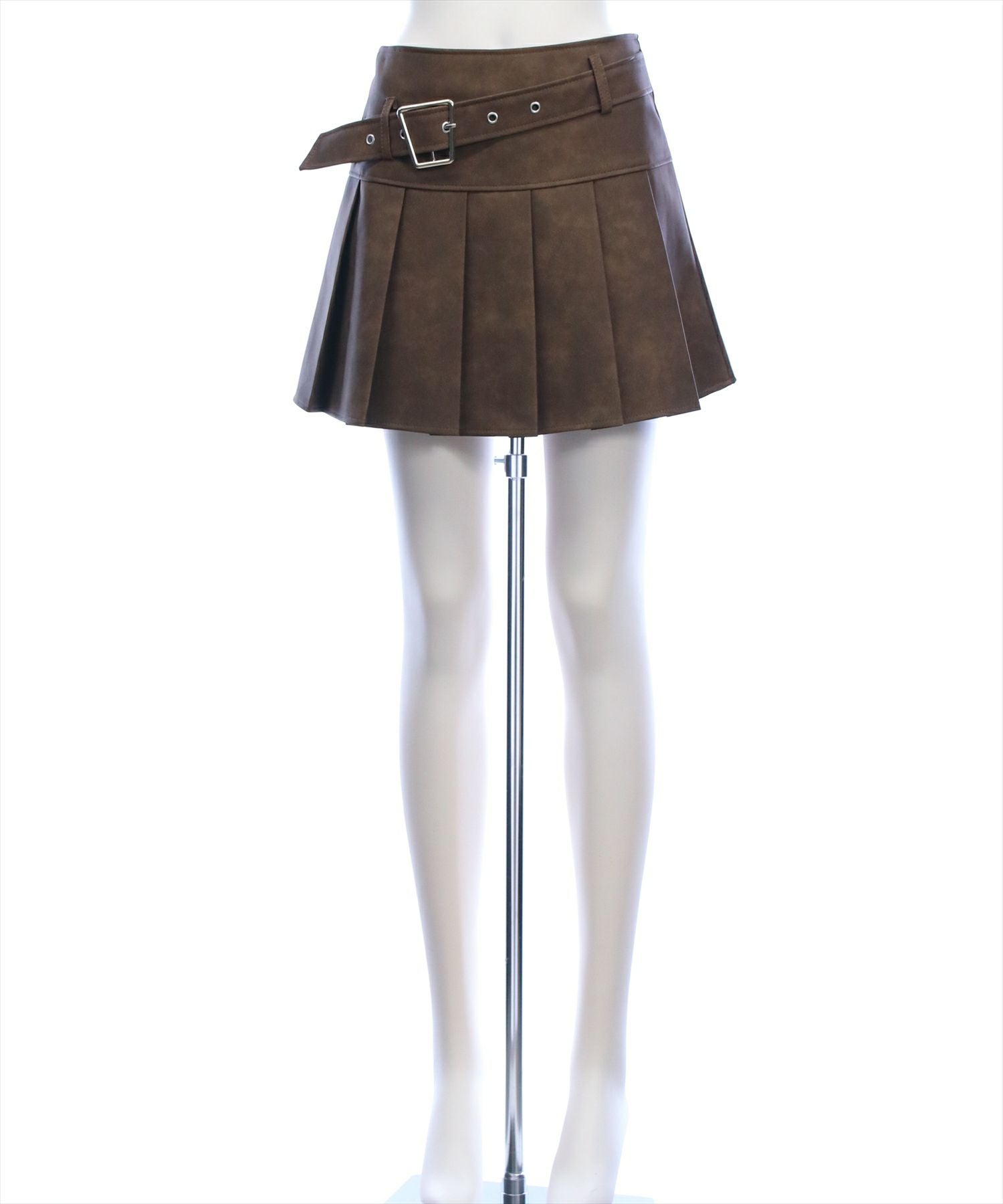 clear ベルト付きアンティークレザープリーツスカート[CL9677