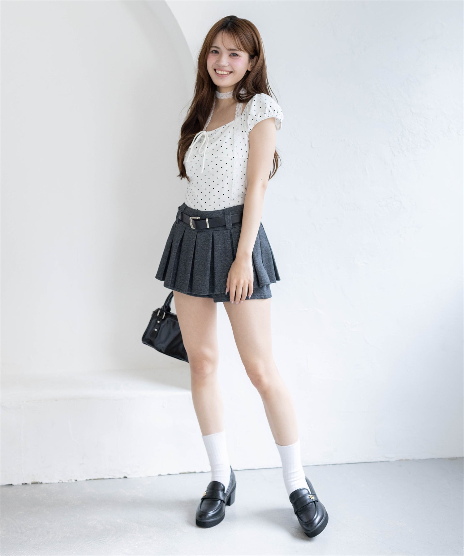 clear≪再入荷≫ベルト付きプリーツミニスカートパンツ[CL9679