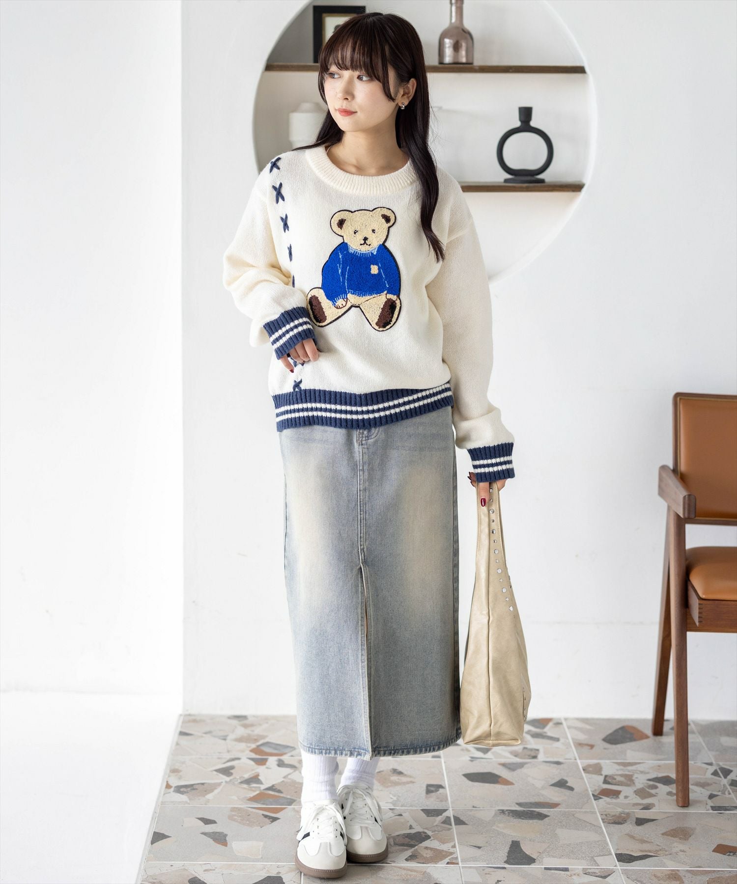 162cm/アイボリー着用