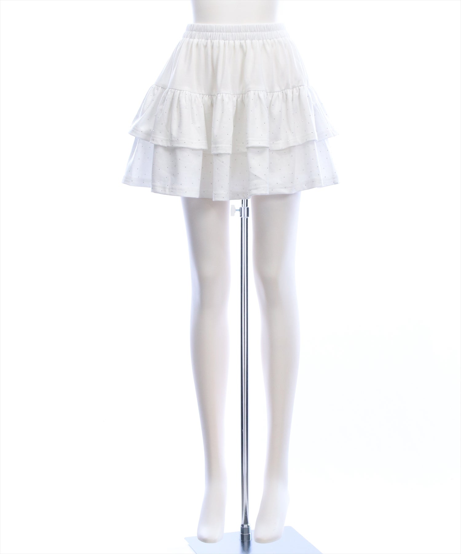 clear≪再入荷≫ラインストーン2段ティアードスウェットミニスカート