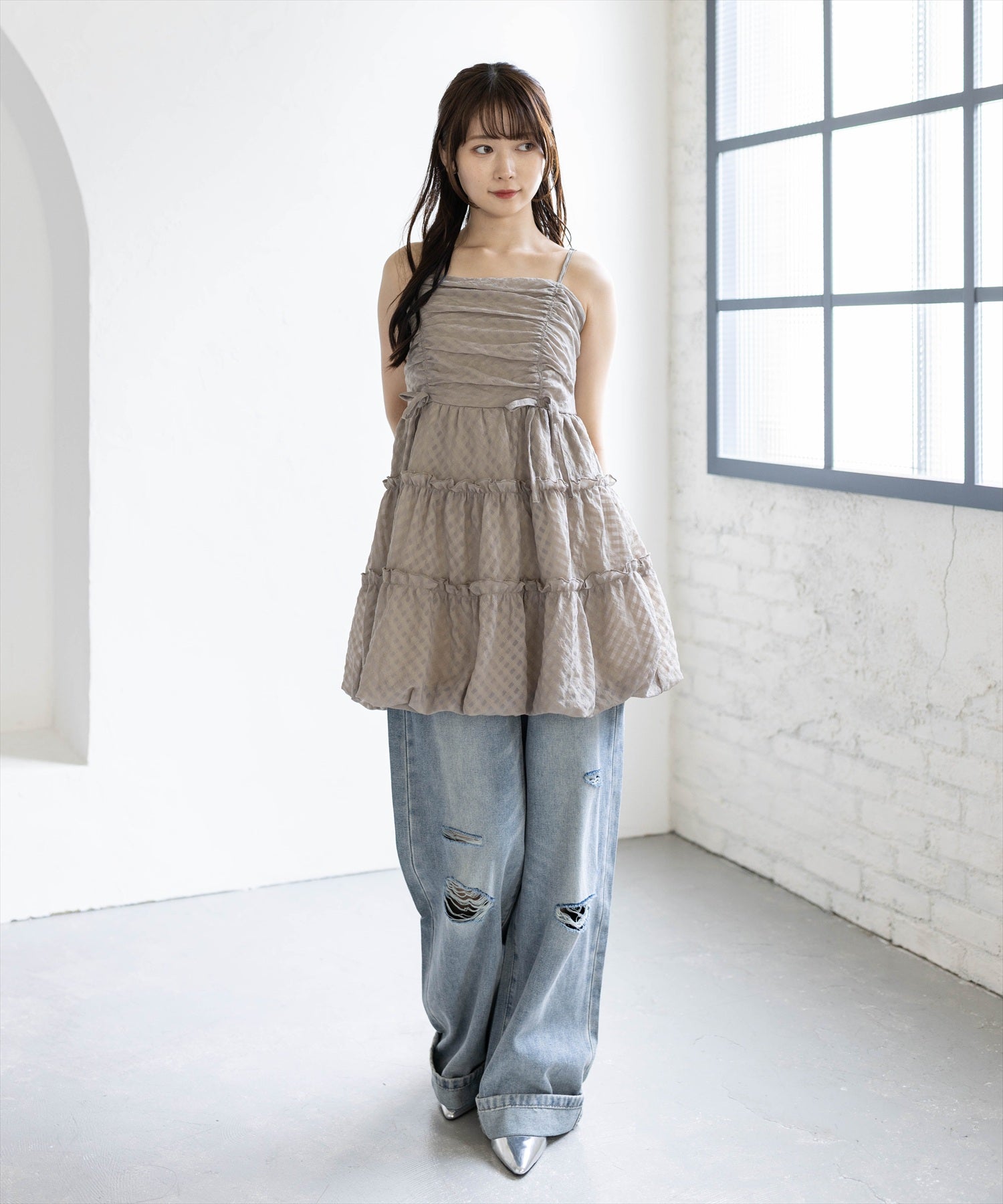 162cm/ベージュ着用