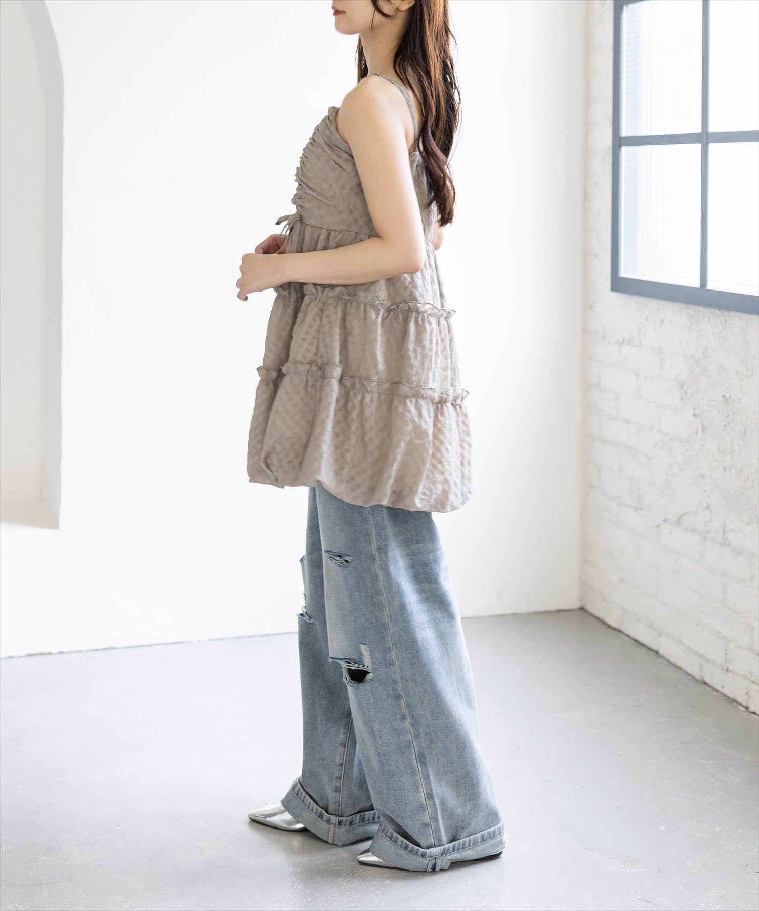 clear≪再入荷≫チェック柄ドロストリボンミニワンピース[CL9622