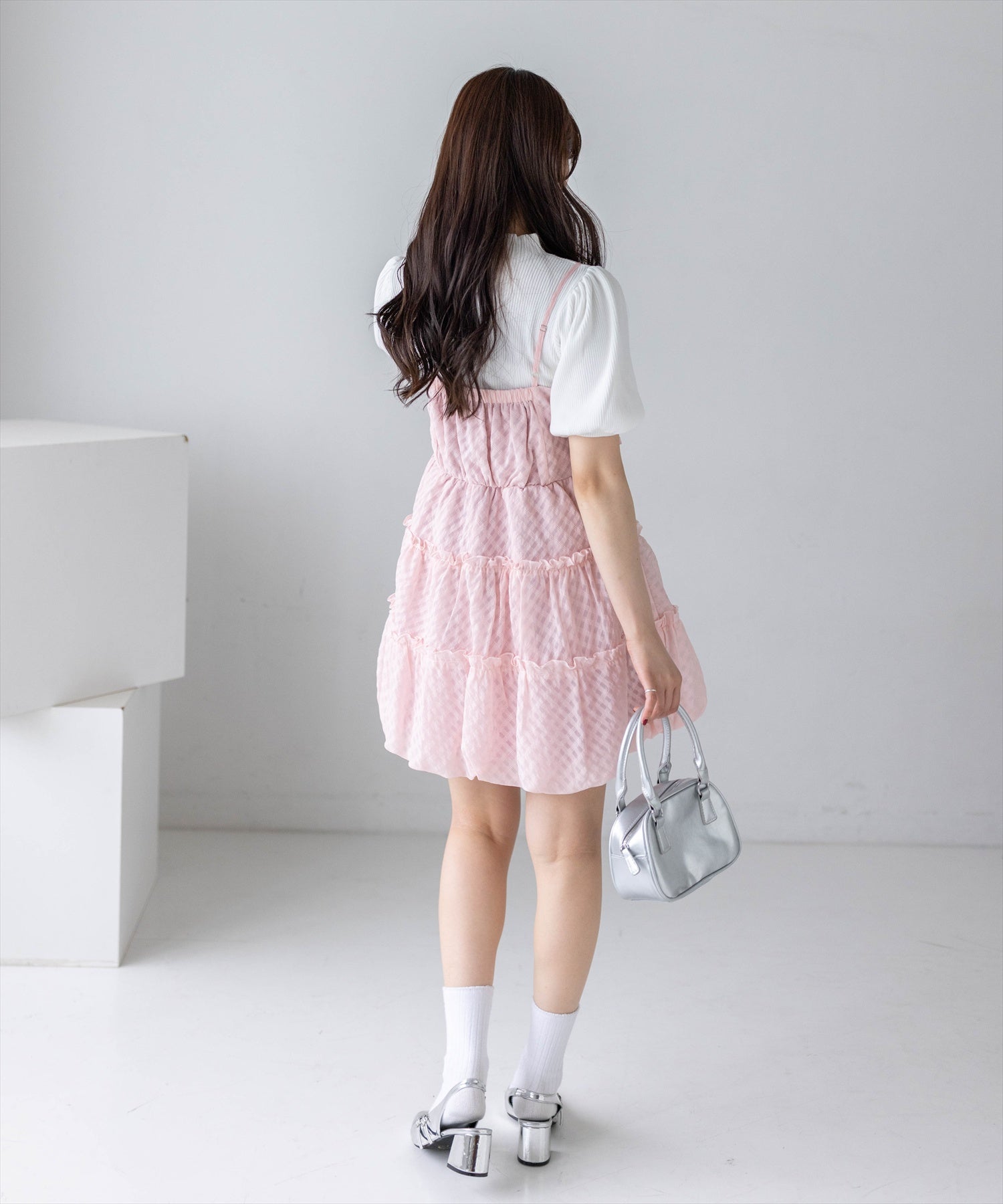 clear≪再入荷≫チェック柄ドロストリボンミニワンピース[CL9622