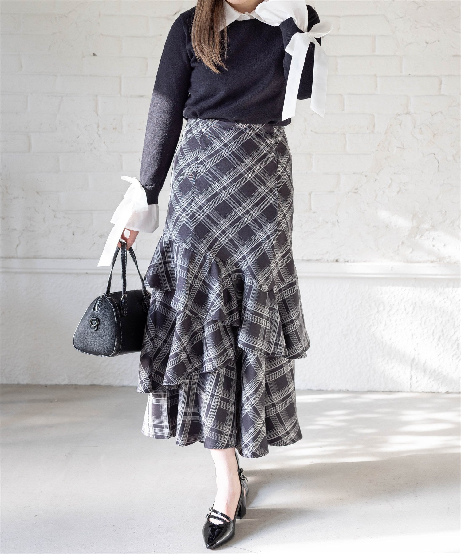 160cm/ブラック×チェック F着用