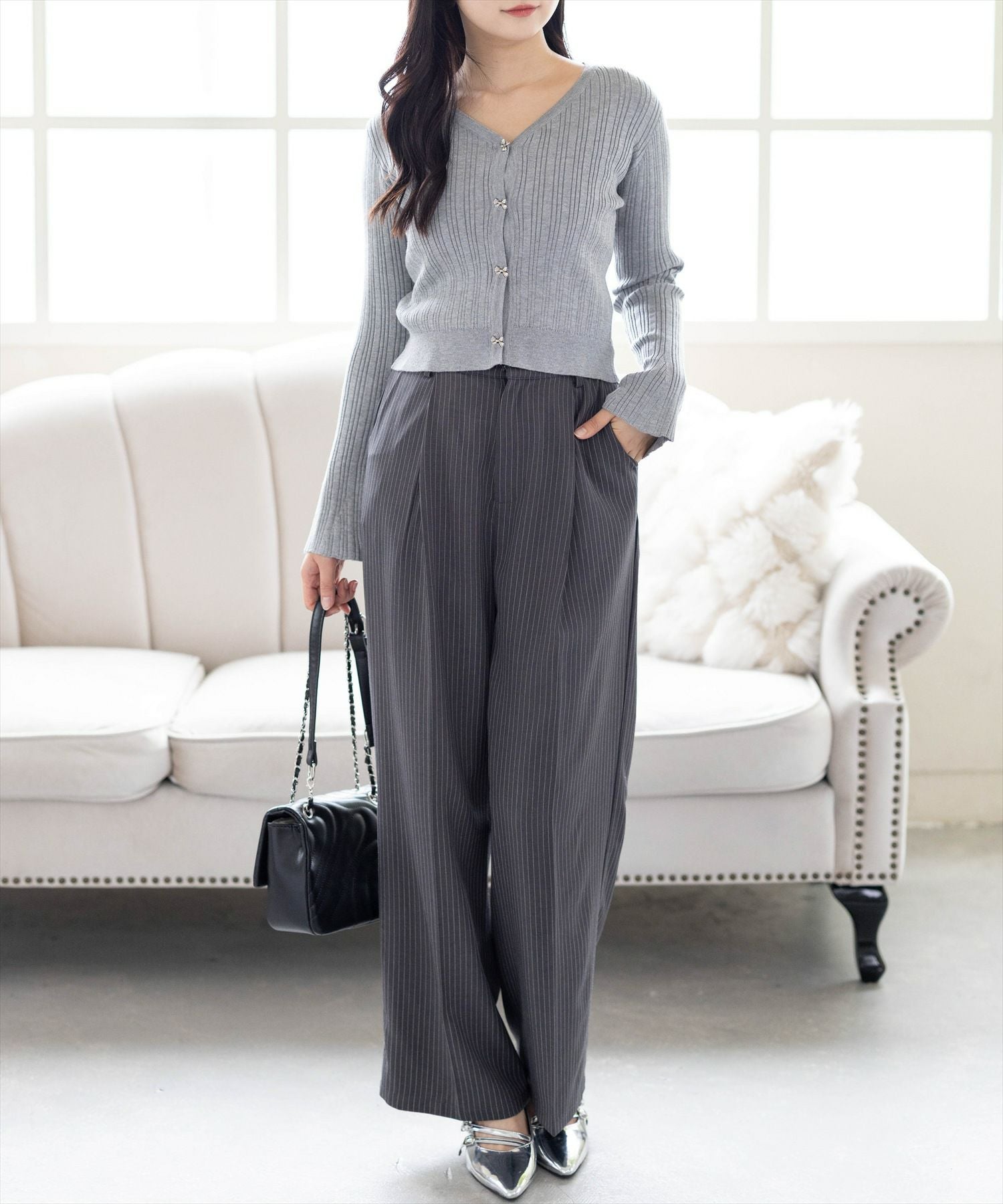 162cm/グレー着用