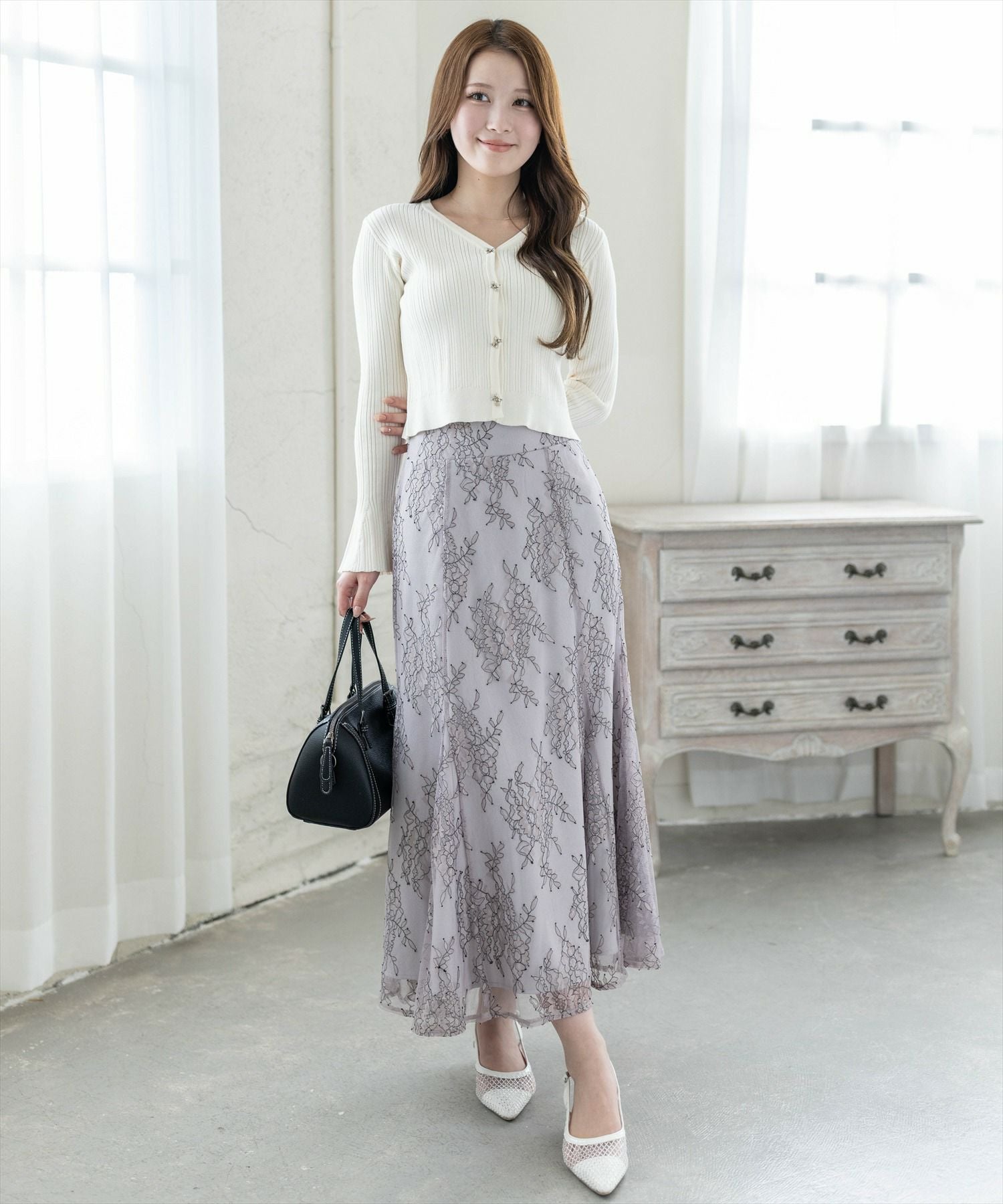 163cm/アイボリー着用