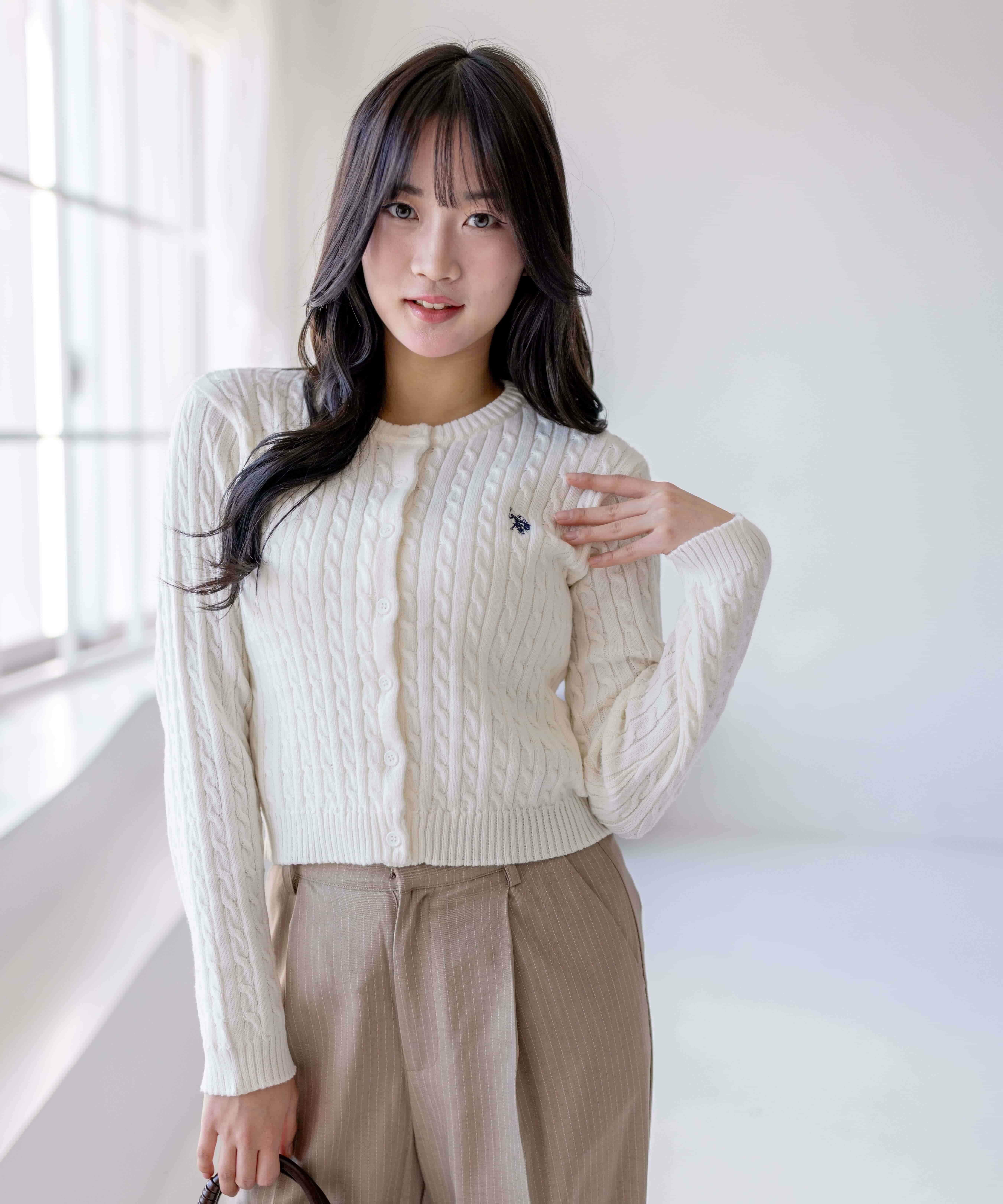 【U.S. POLO ASSN.】clear別注 ケーブルニットカーディガン U.S. POLO ASSN.】clear別注 ケーブルニットカーディガン