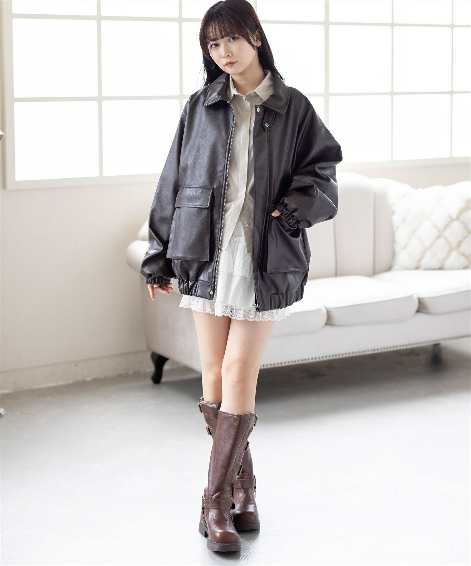 162cm/ブラウン着用