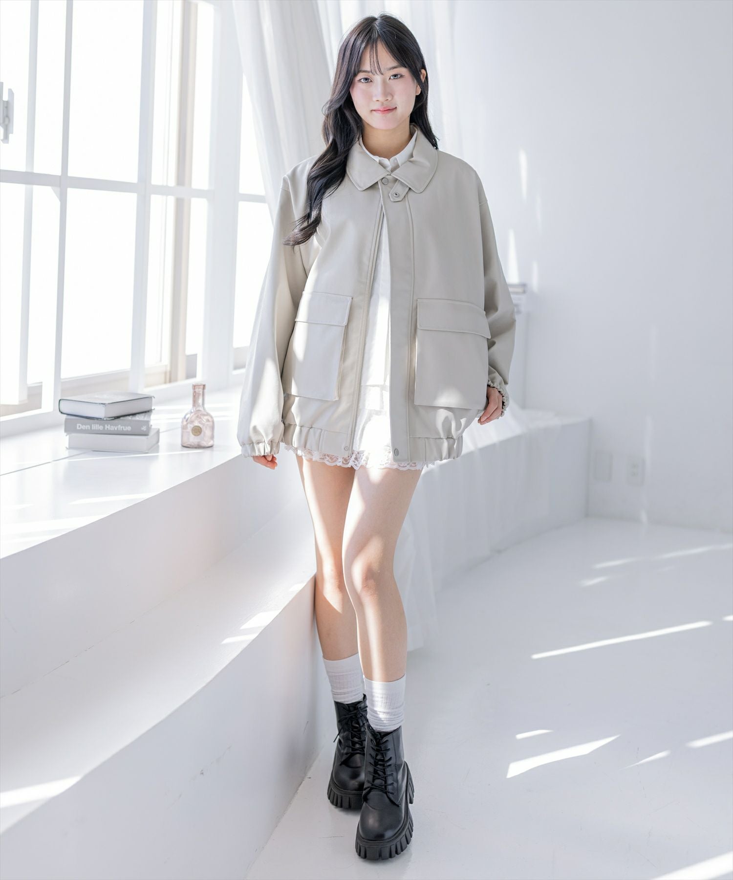 167cm/アイボリー着用