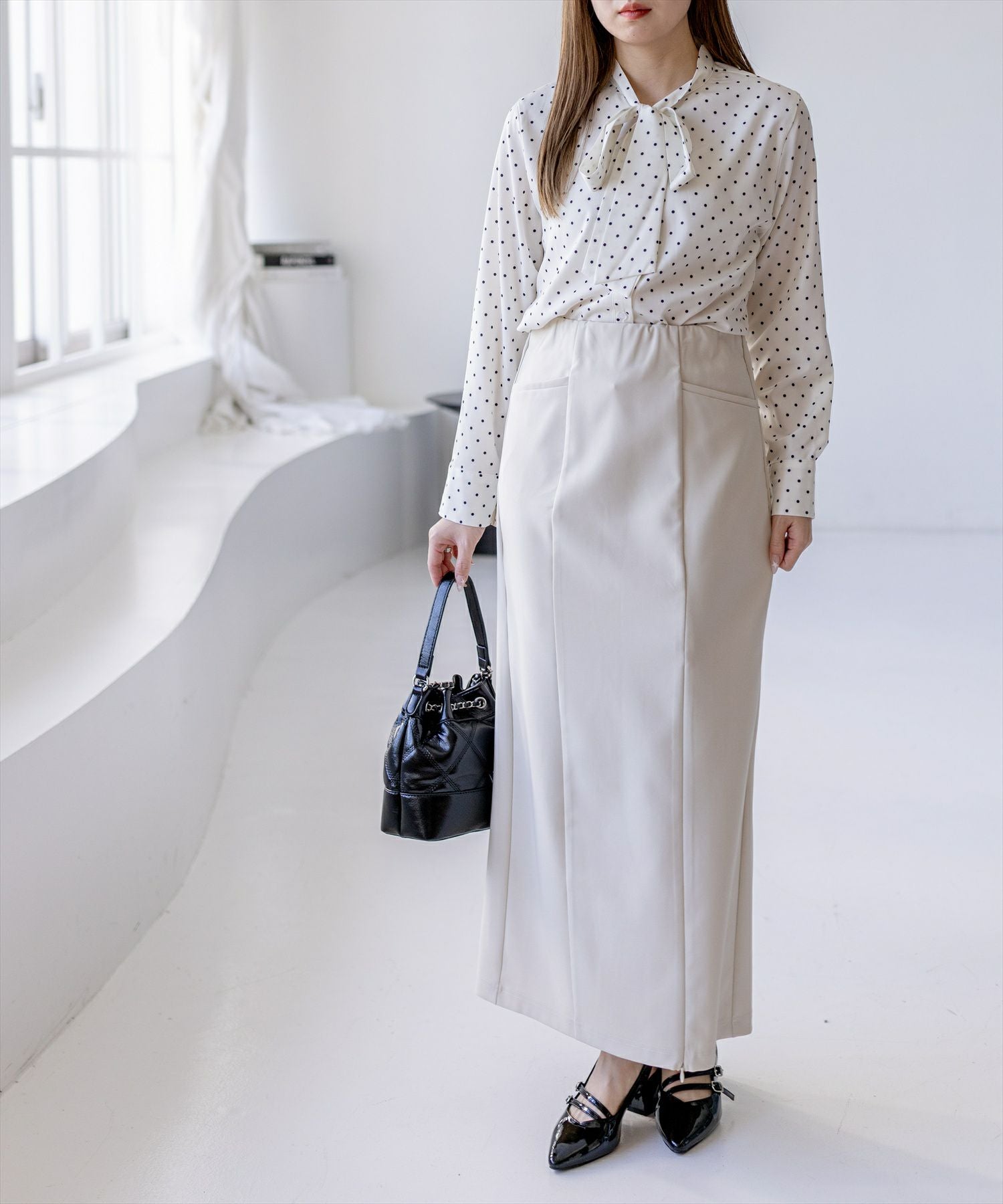 160cm/アイボリードット着用