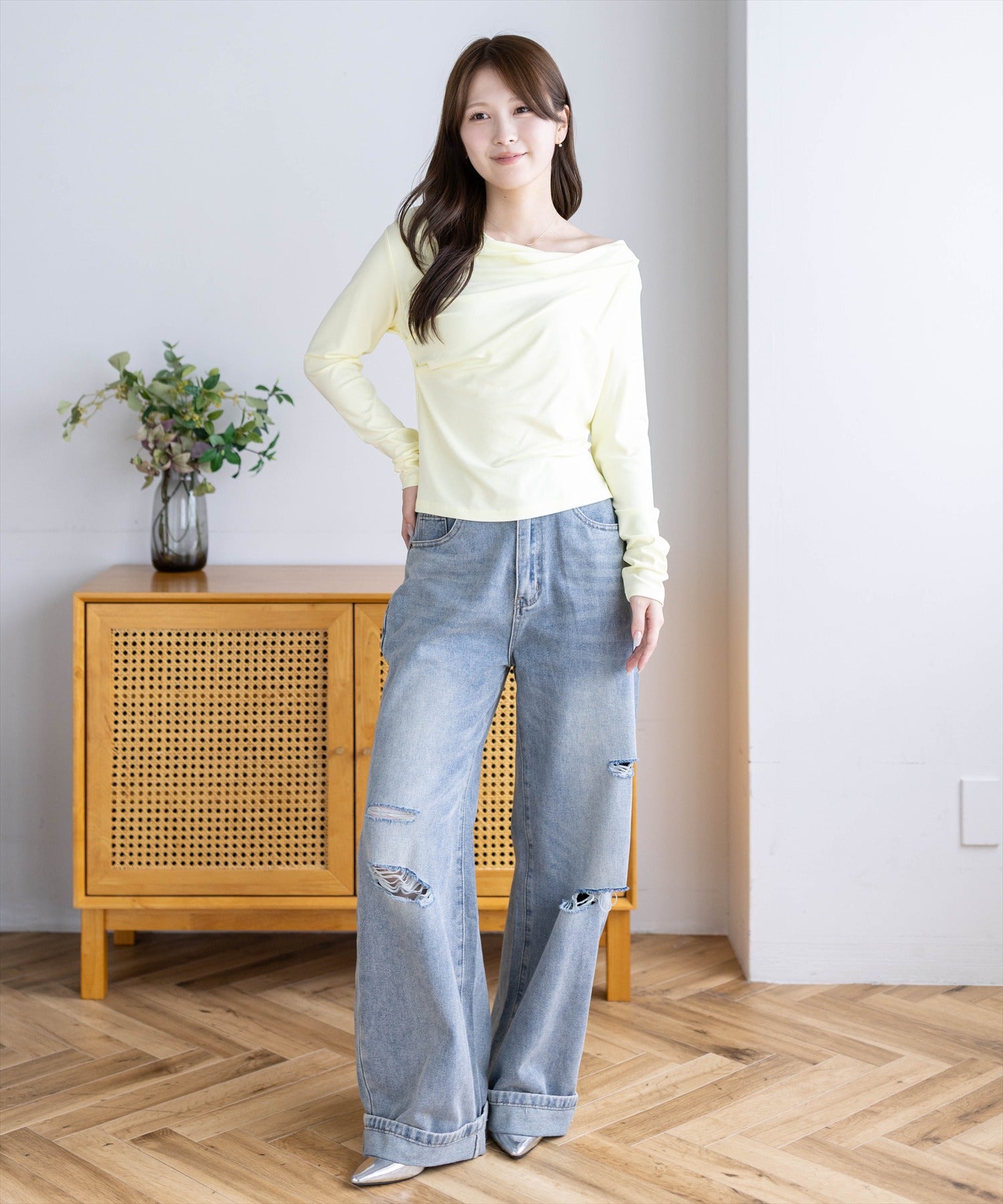 163cm/クリームイエロー着用