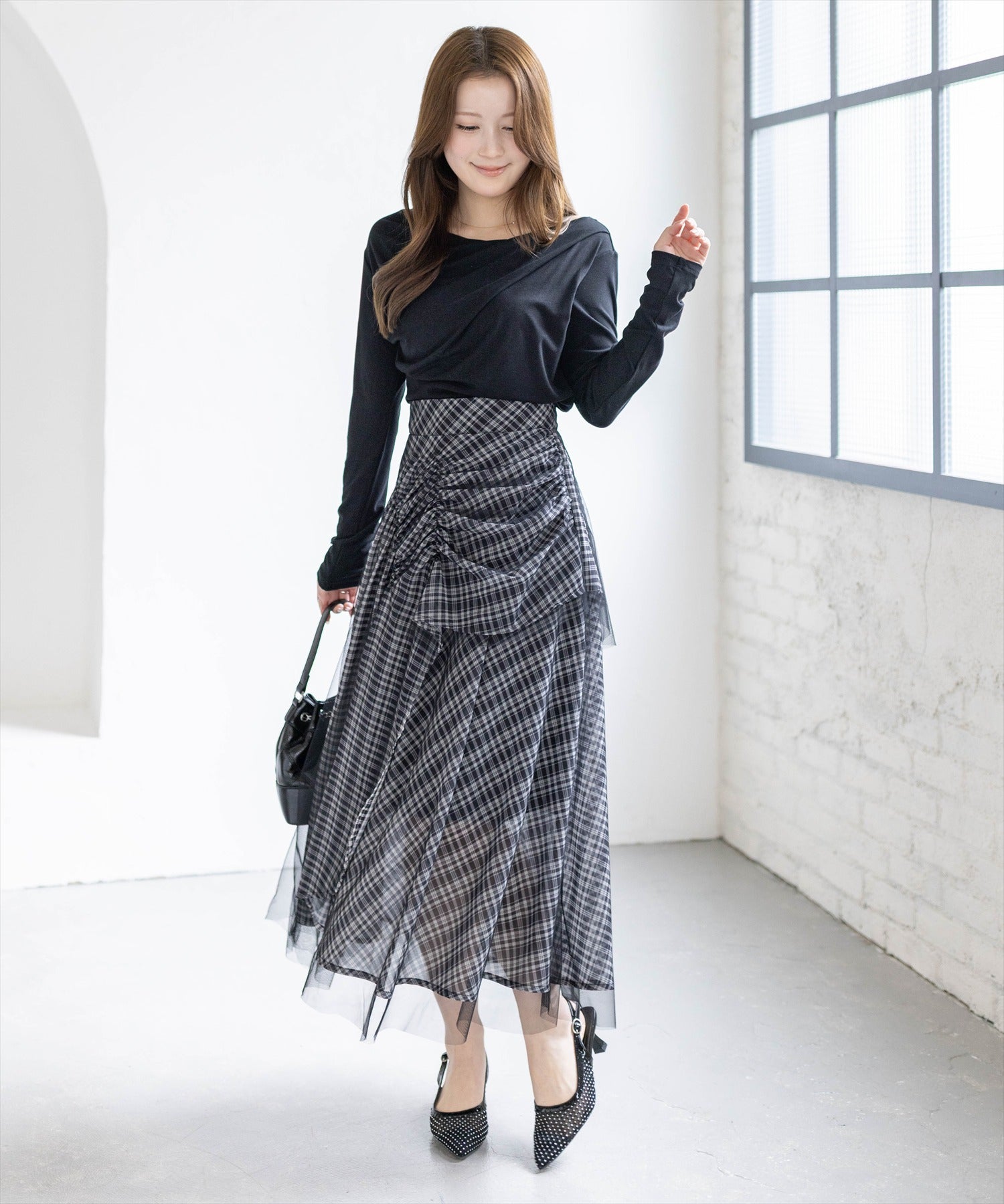 163cm/ブラック着用