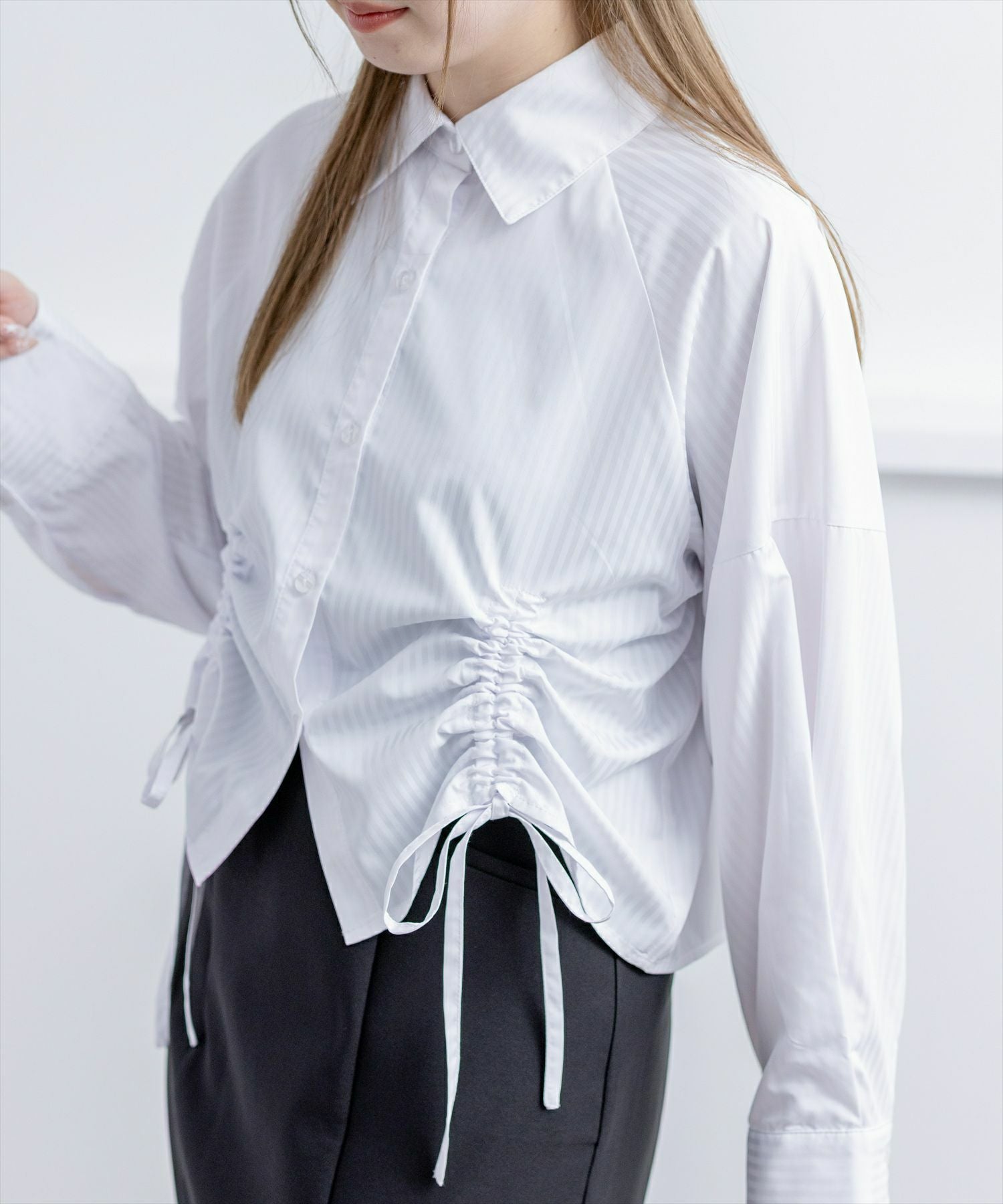 CLEAR BASIC ストライプダブルドロスト長袖シャツ[CL9685