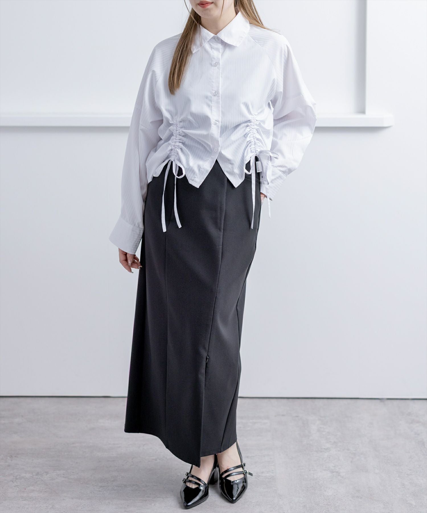 CLEAR BASIC ストライプダブルドロスト長袖シャツ[CL9685