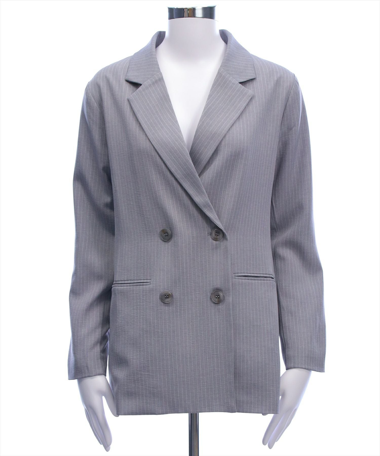 CITYSHOP グレー ストライプ テーラードジャケット　クリーニング済 テーラードジャケット ストライプ ストレッチ チャコールグレー 秋/春