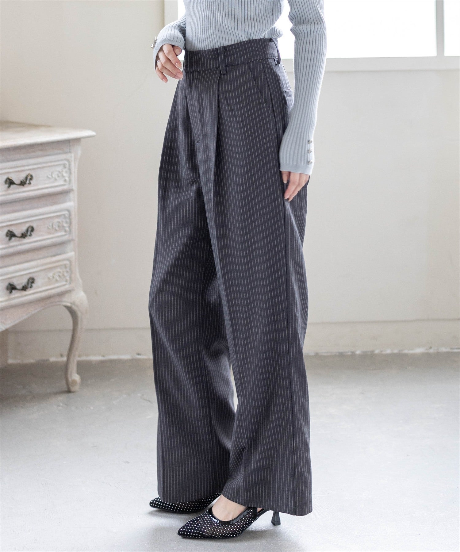 CLEAR BASIC≪再入荷≫ストライプワイドパンツ(セット可)[CL9641
