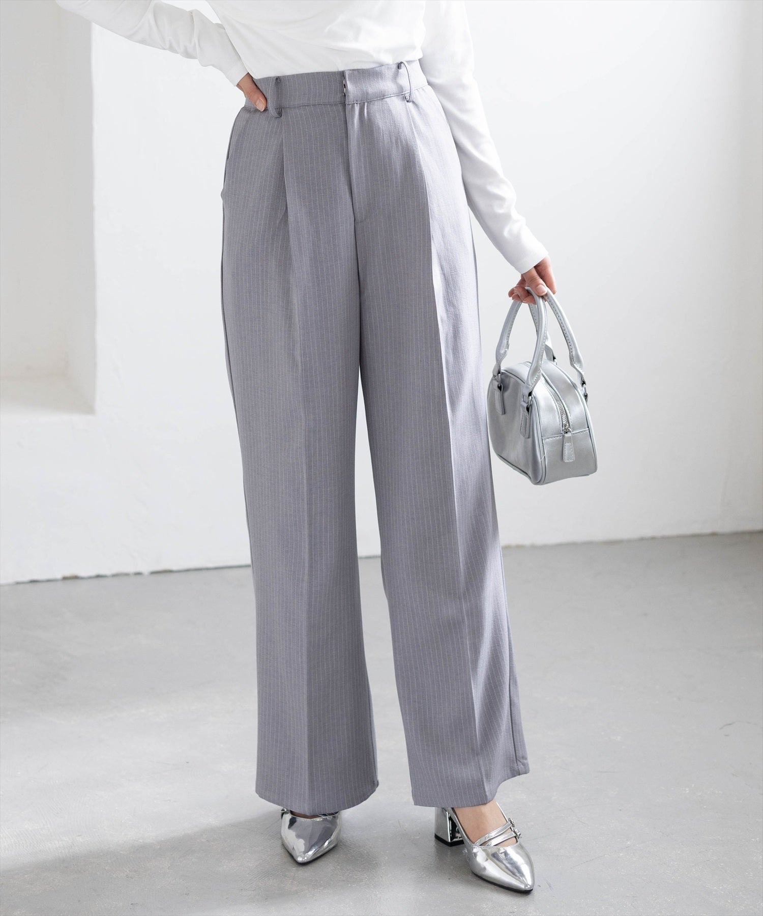 CLEAR BASIC≪再入荷≫ストライプワイドパンツ(セット可)[CL9641 CLEAR BASIC≪再入荷≫ストライプワイドパンツ(セット可)[CL9641
