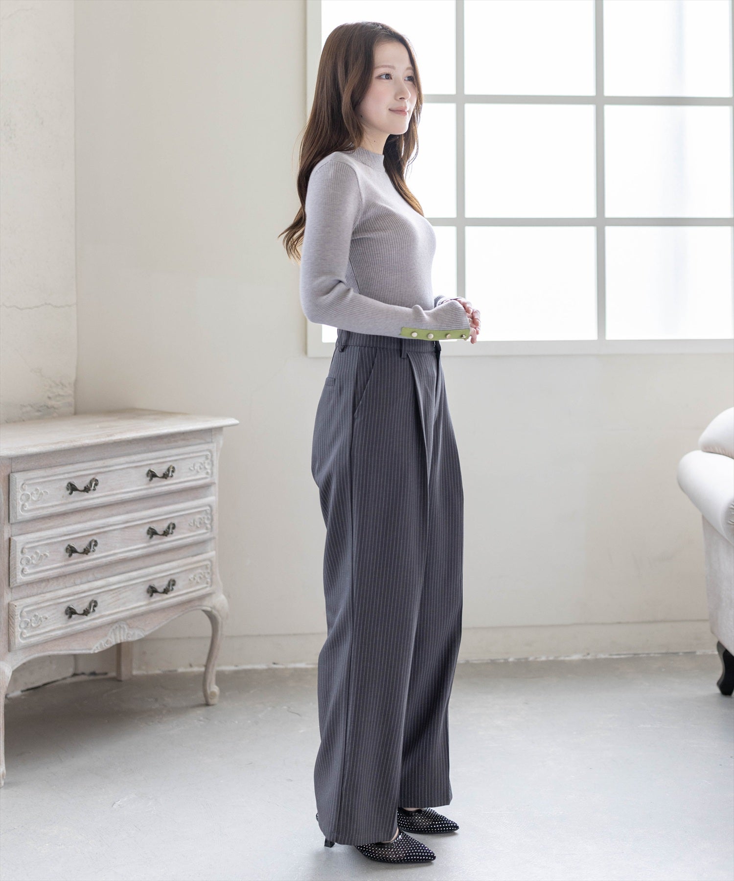 CLEAR BASIC≪再入荷≫ストライプワイドパンツ(セット可)[CL9641