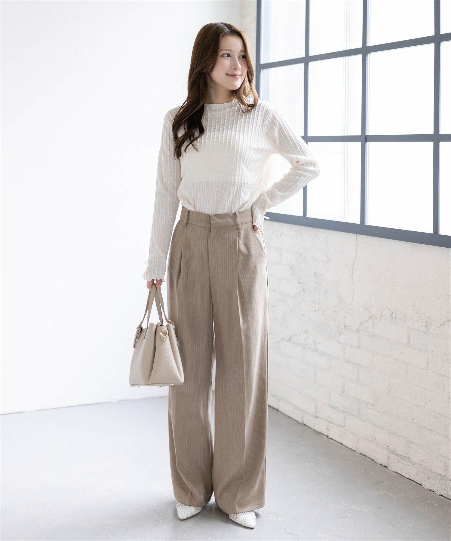 163cm/ベージュ F着用