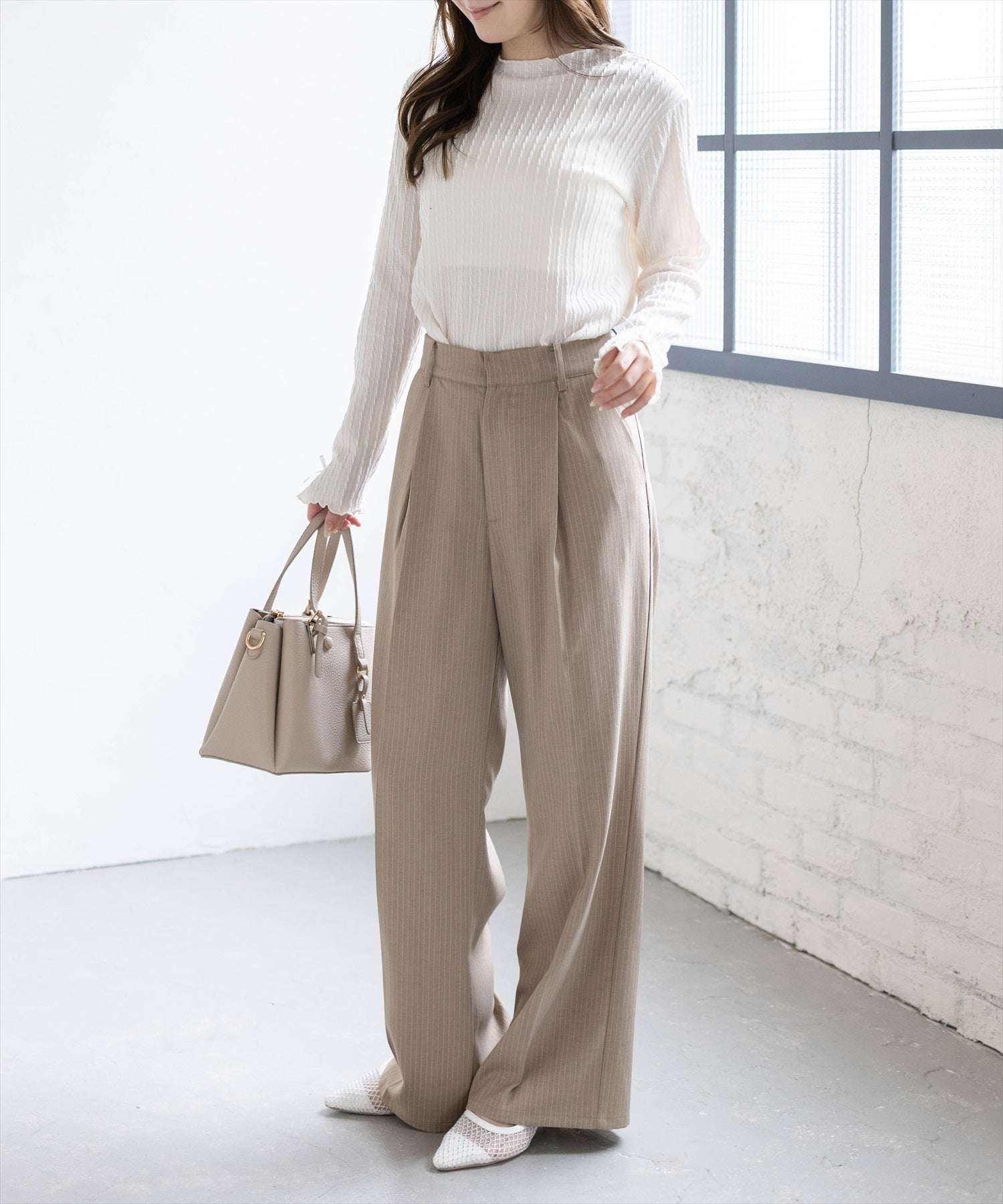 163cm/ベージュ着用