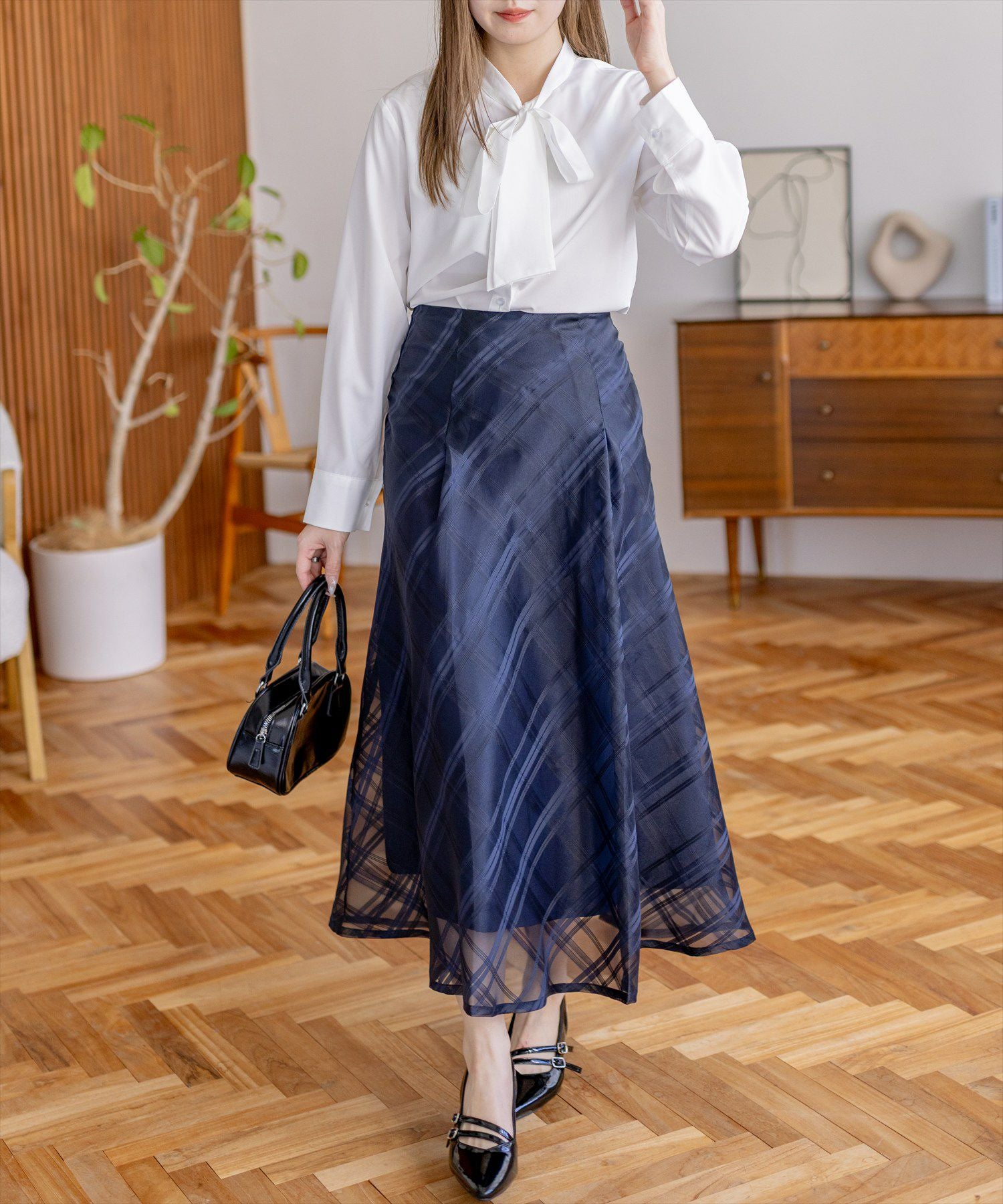 CLEAR BASIC チェック柄シアーフレアスカート[CL9609] | レディース